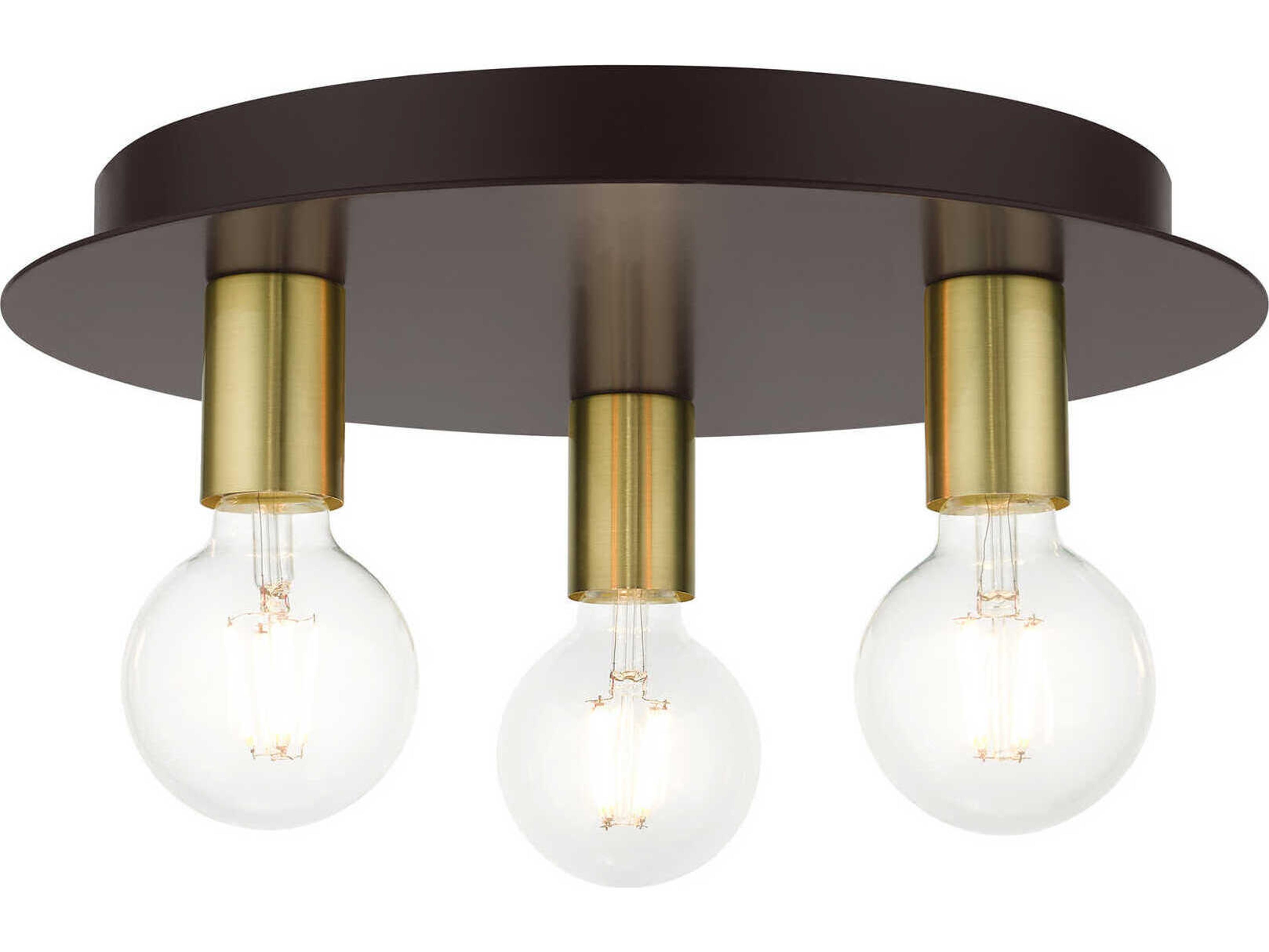 Livex Lighting Hillview 3-Light Bronze Globe Semi Flush Mount