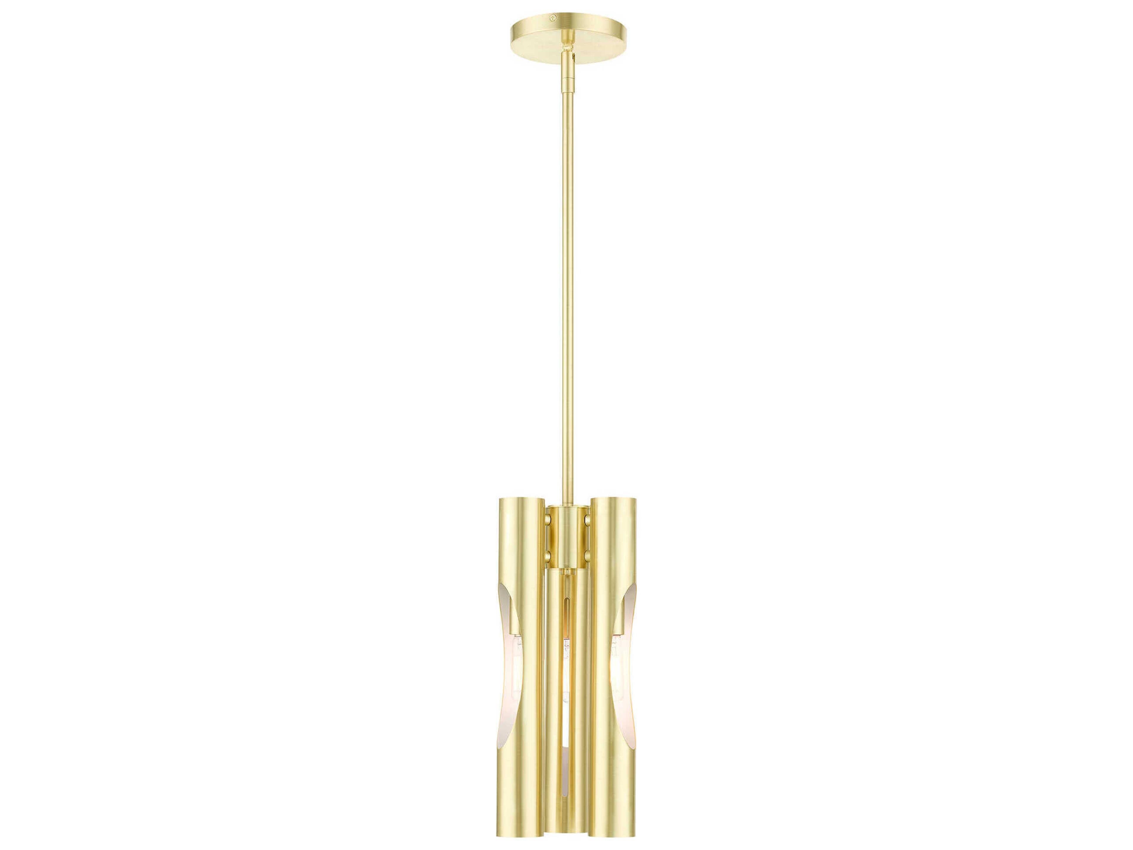 Livex Lighting Acra 3-Light Satin Brass Cylinder Mini Pendant