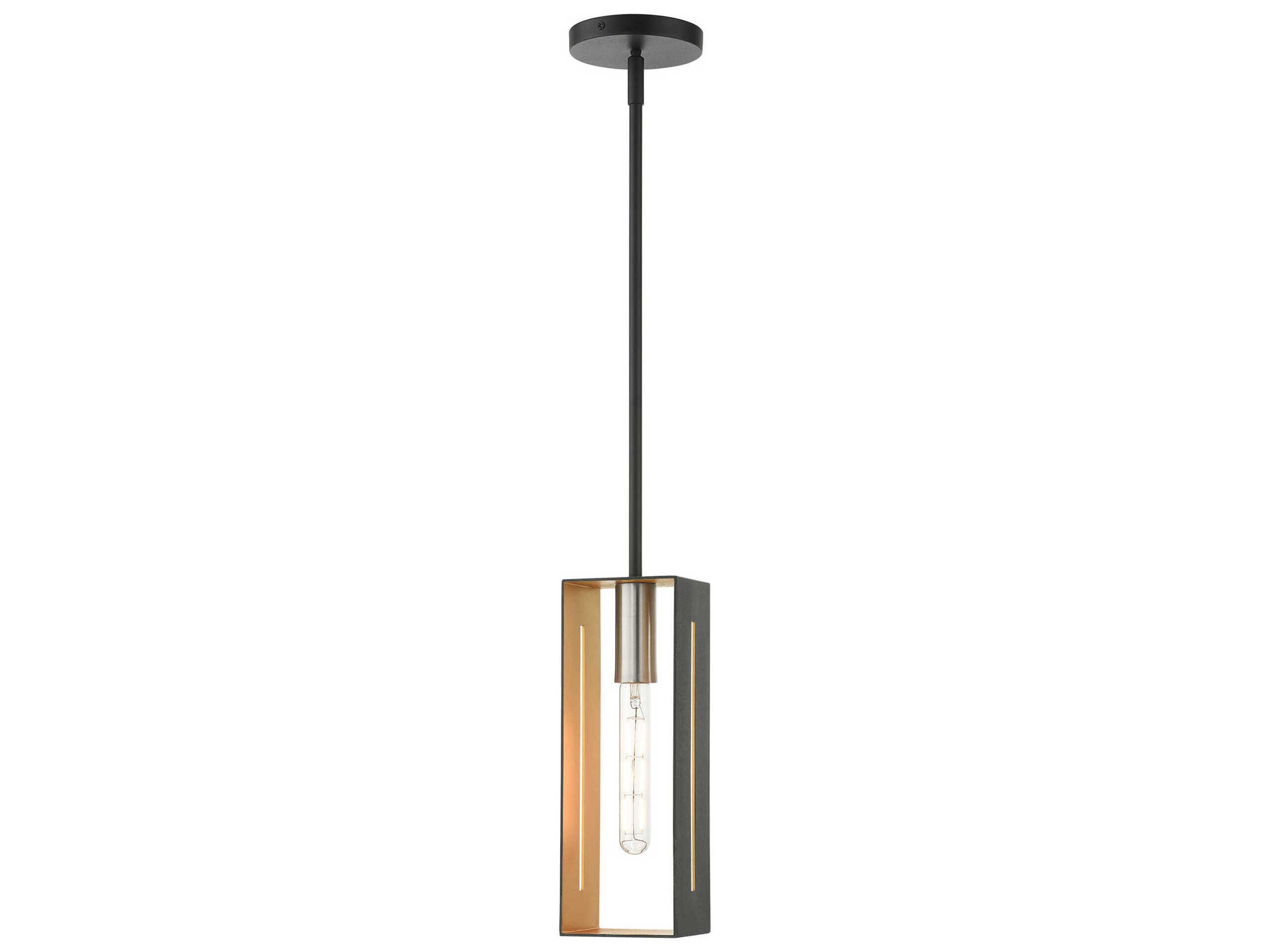 Livex Lighting Soma 1-Light Textured Black Brushed Nickel Mini Pendant