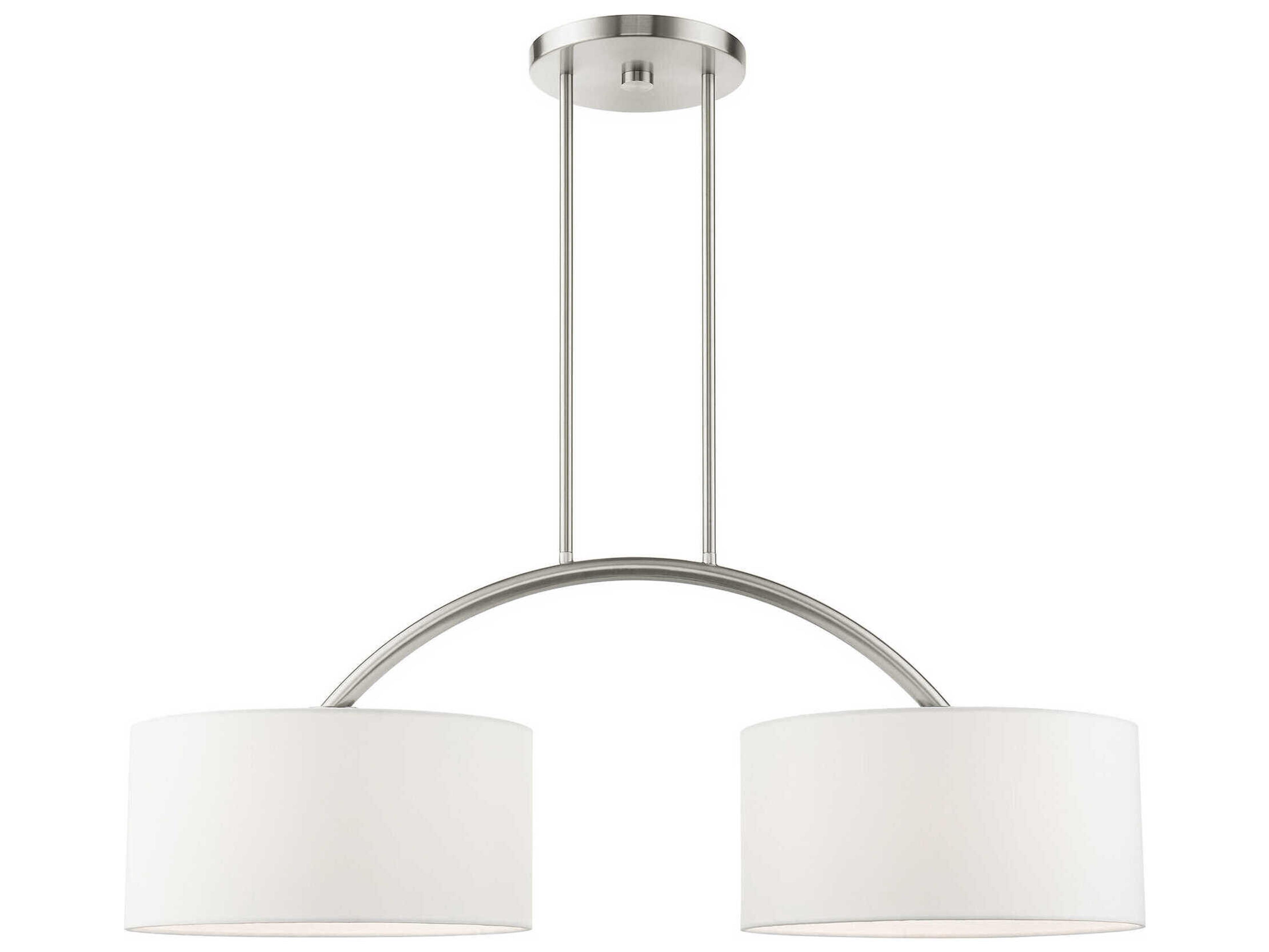 Livex Lighting Meridian 2-Light Brushed Nickel Drum Island Pendant