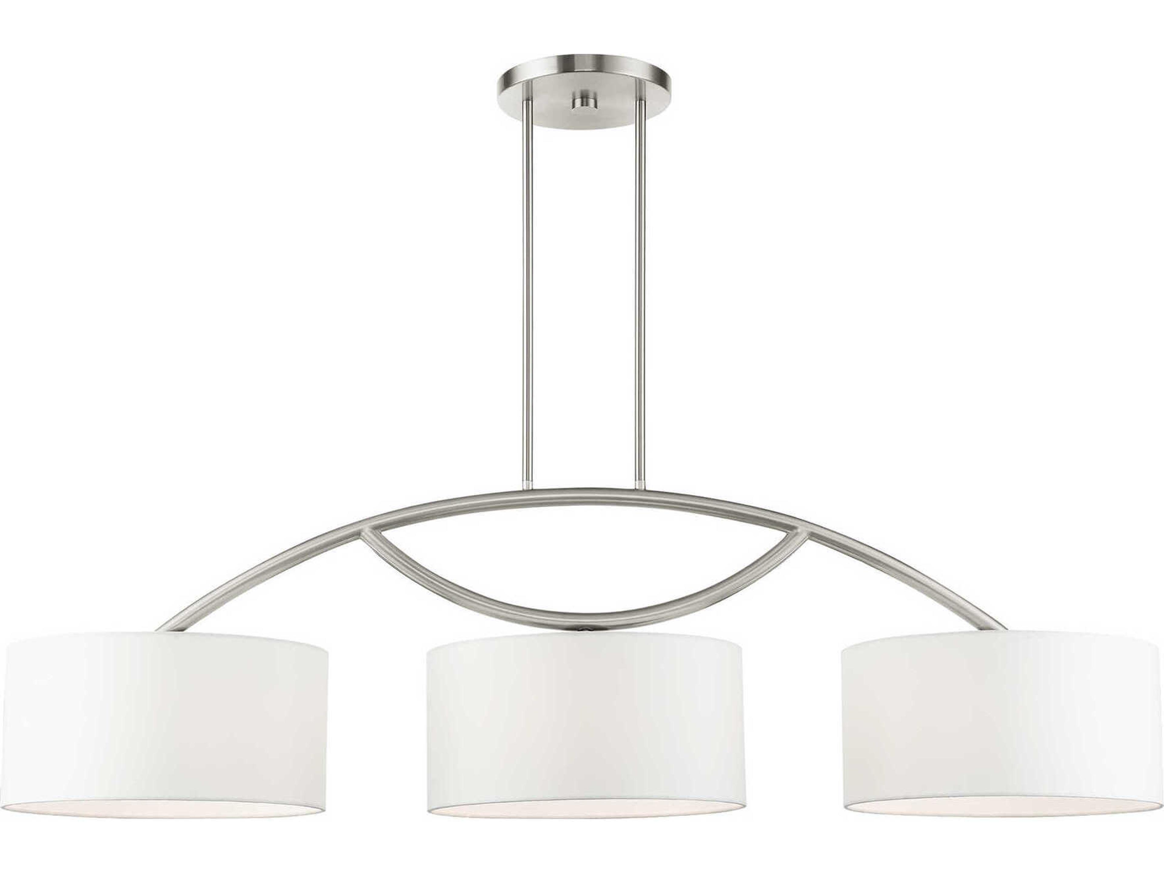 Livex Lighting Meridian 3-Light Brushed Nickel Drum Island Pendant