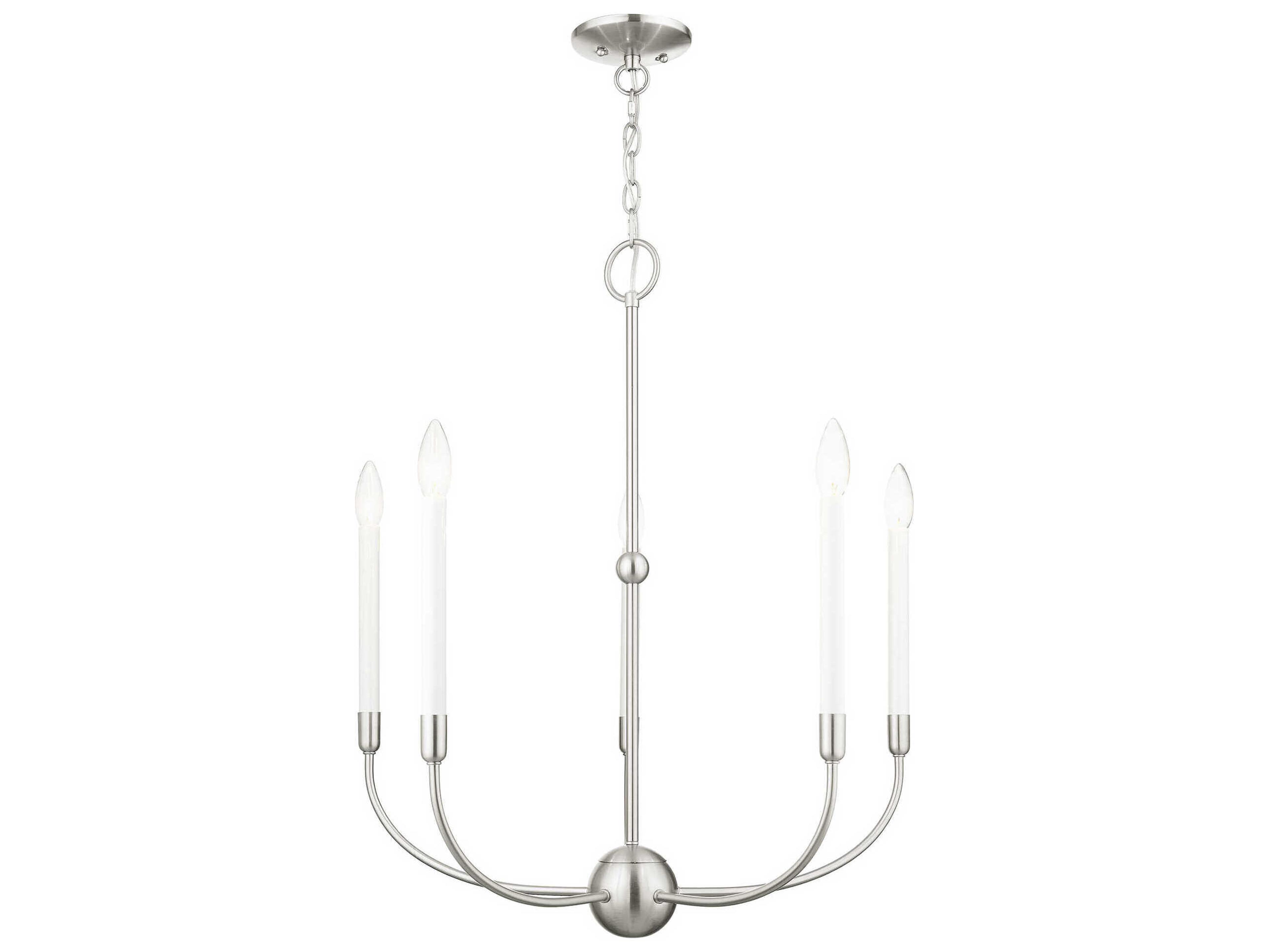 Livex Lighting Clairmont 5-Light Brushed Nickel Candelabra Chandelier