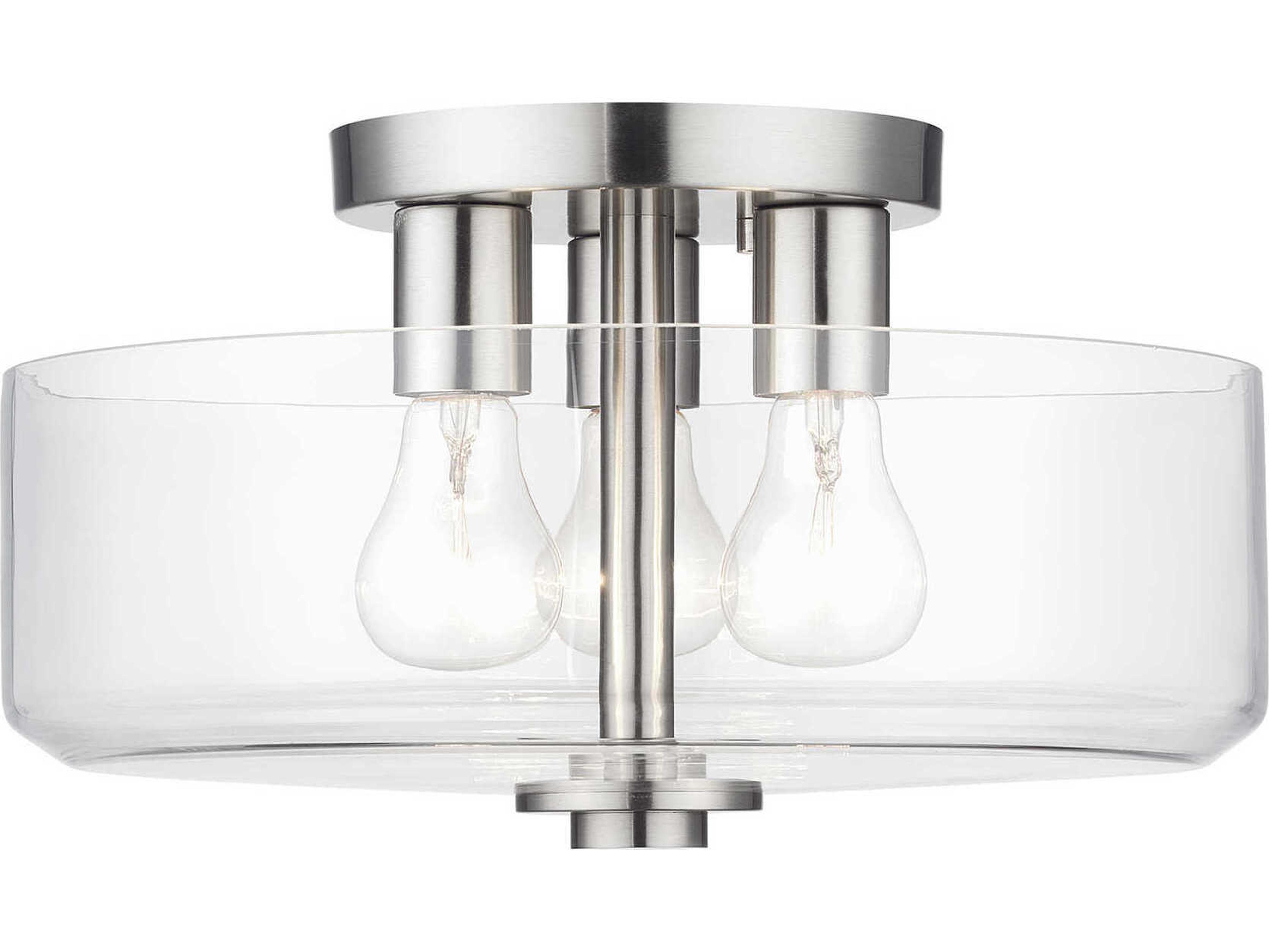 Livex Lighting Whitworth 3-Light Brushed Nickel Semi Flush Mount