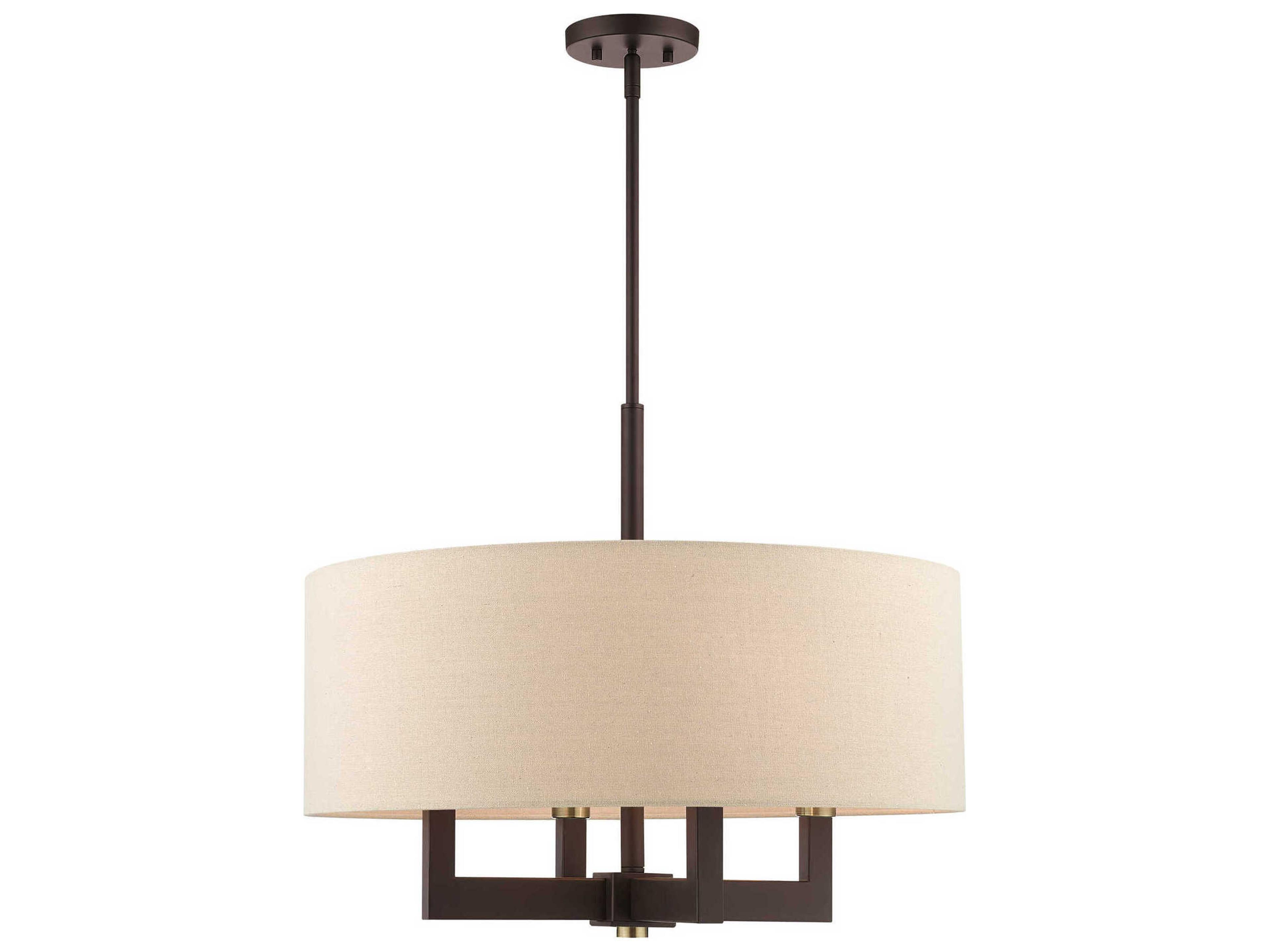 Livex Lighting Cresthaven 4-Light Bronze Antique Brass Drum Chandelier