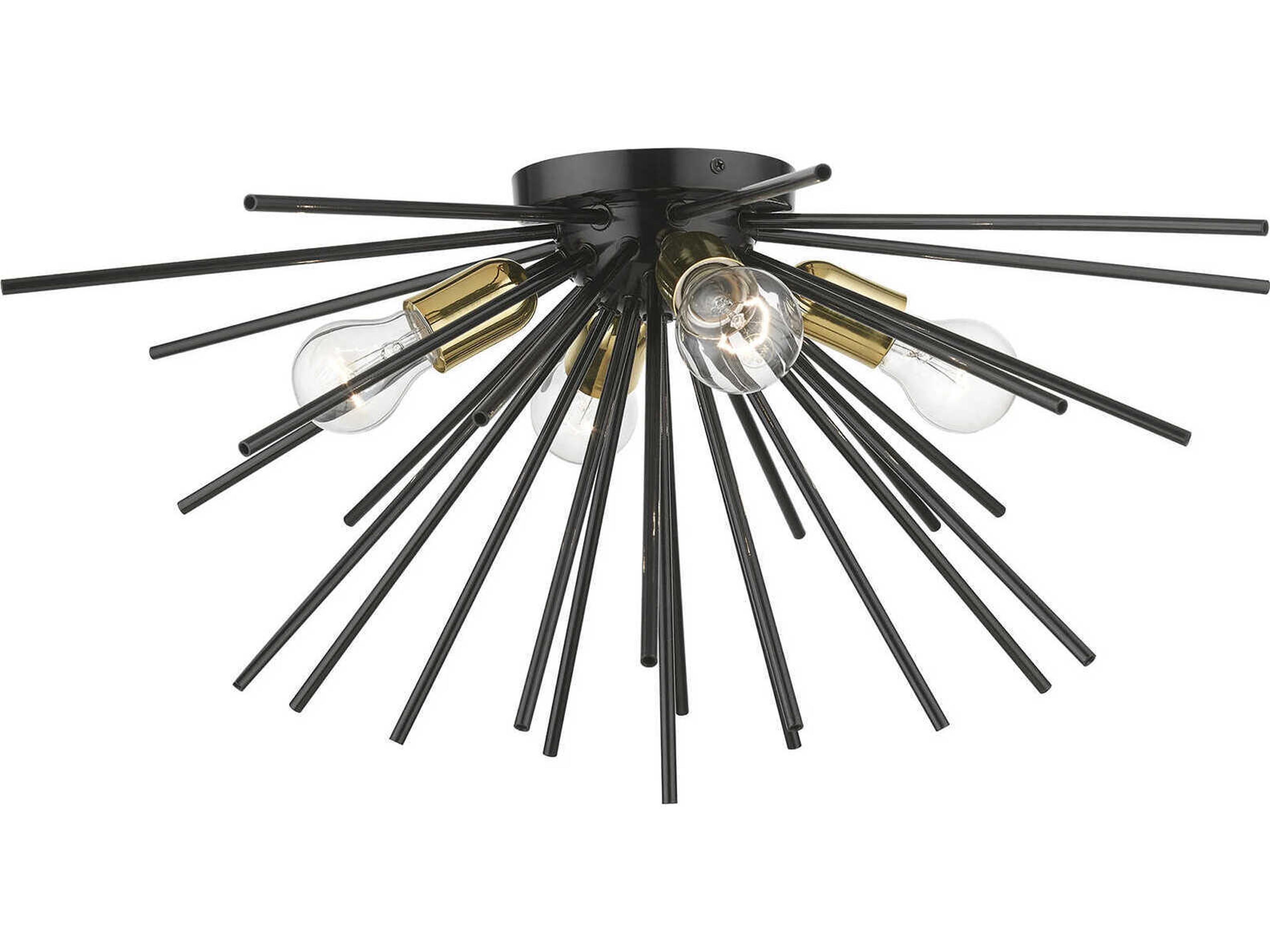 Livex Lighting Tribeca 4-Light Shiny Black Polished Brass Sputnik Flush Mount