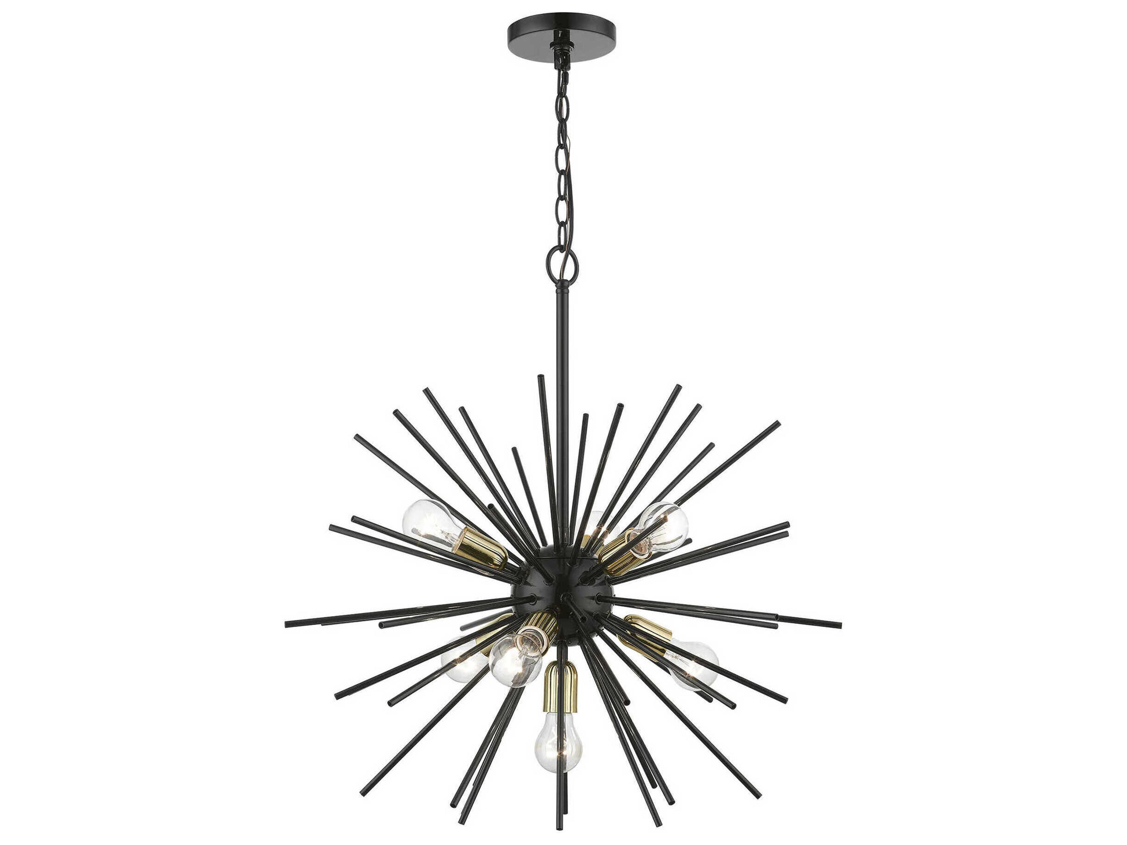Livex Lighting Tribeca 7-Light Shiny Black Polished Brass Sputnik Pendant