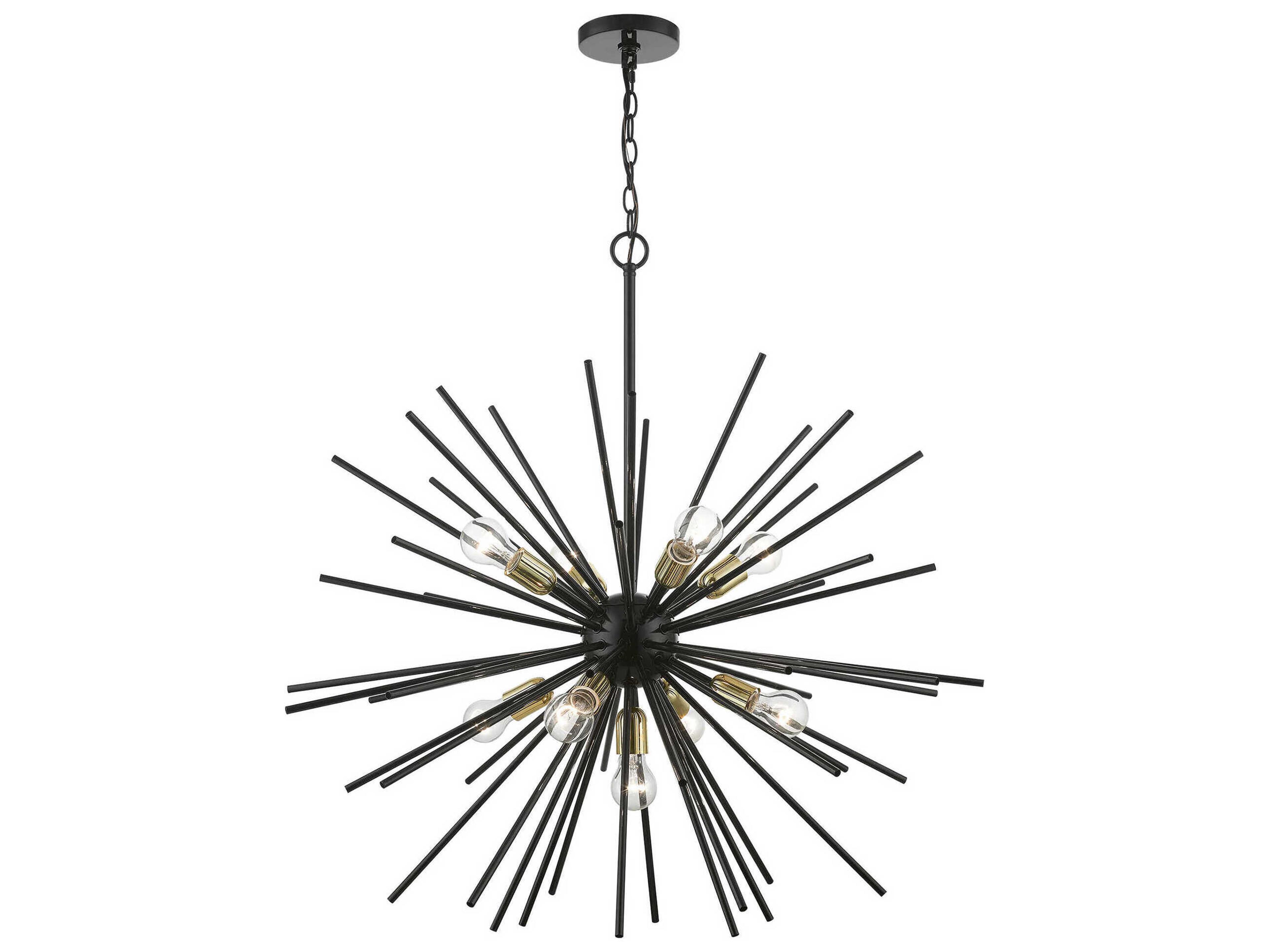 Livex Lighting Tribeca 9-Light Shiny Black Polished Brass Sputnik Pendant