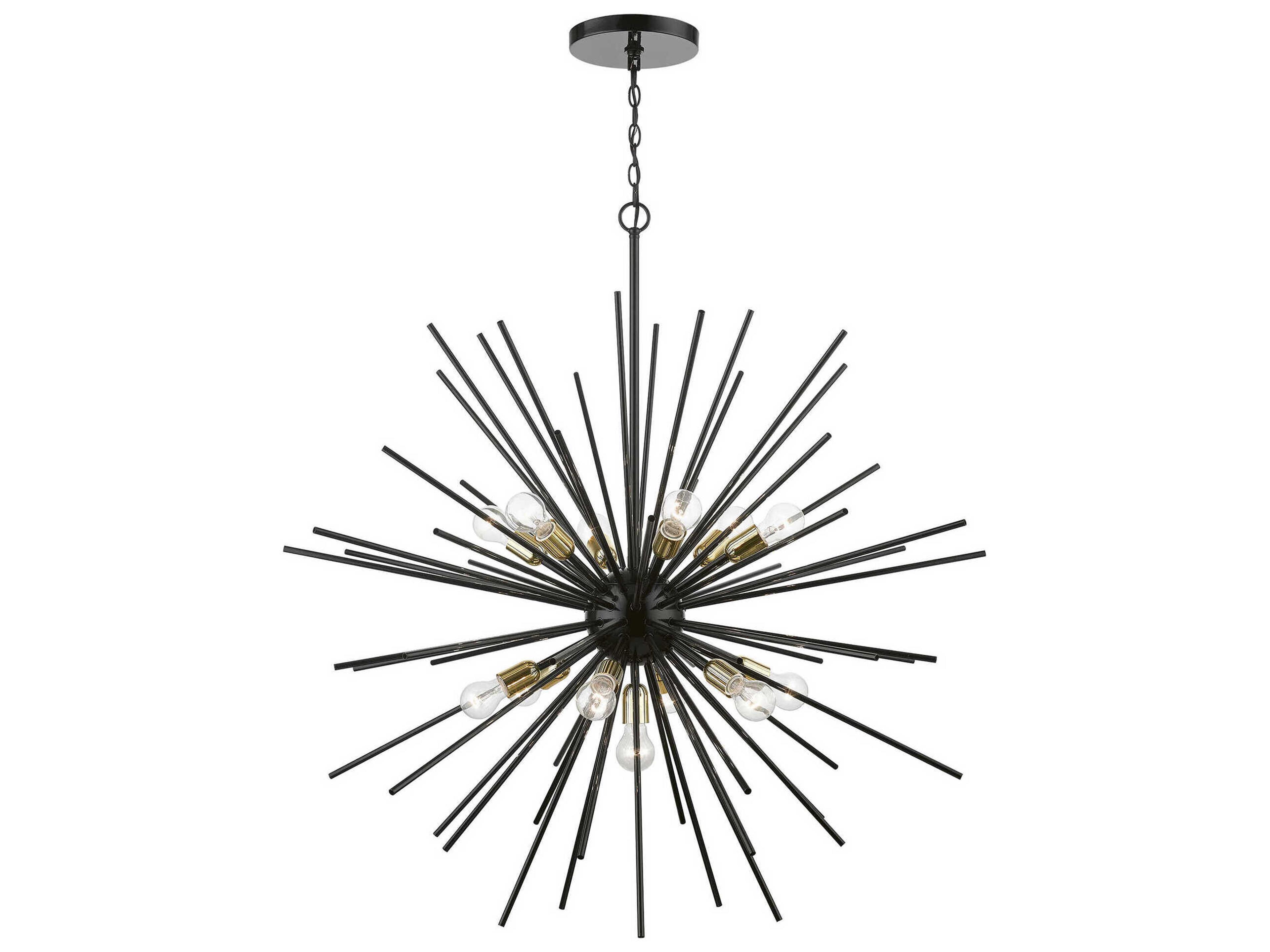 Livex Lighting Tribeca 13-Light Shiny Black Polished Brass Sputnik Pendant