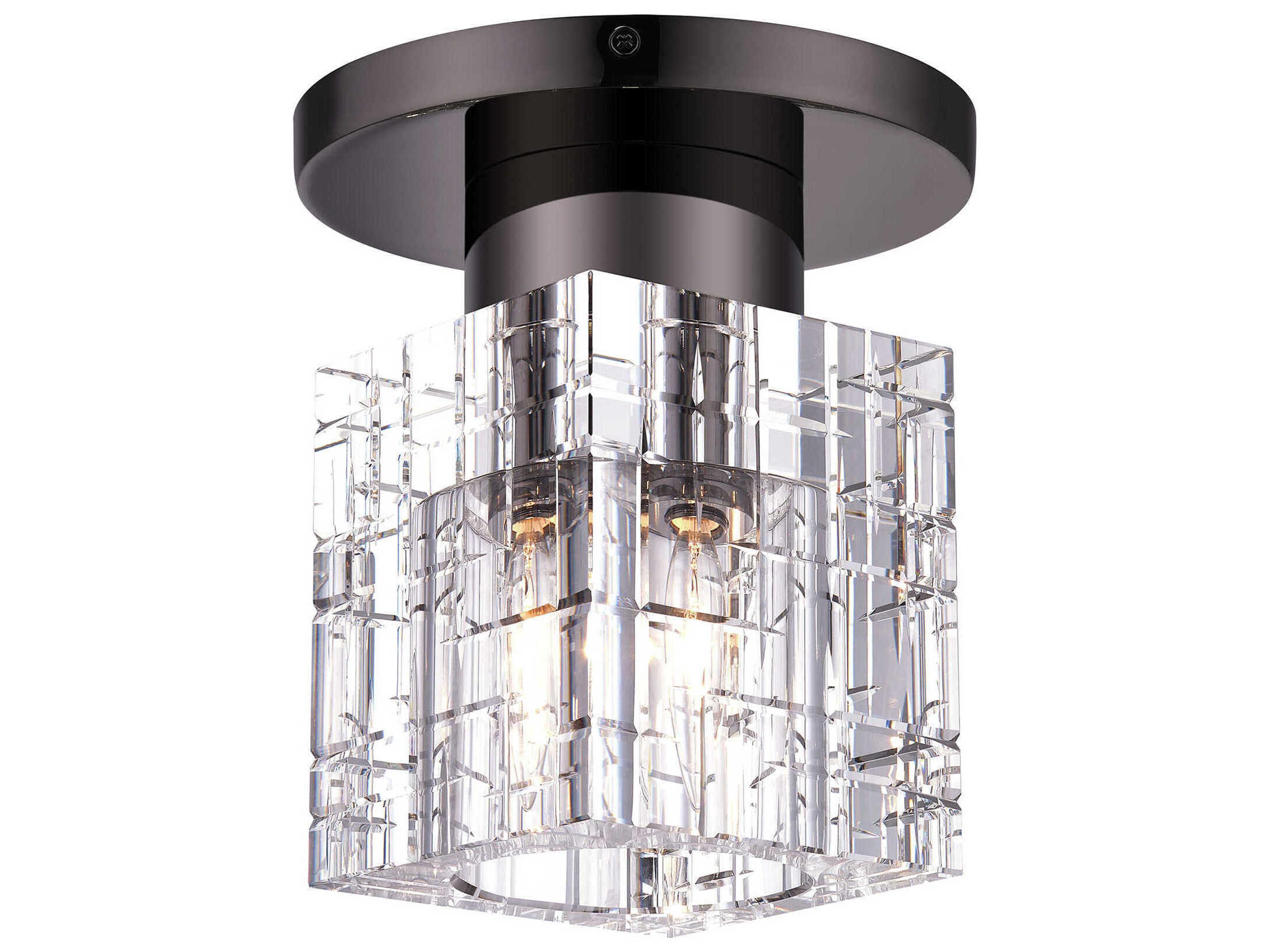 Livex Lighting Rotterdam 1-Light Black Chrome Crystal Flush Mount