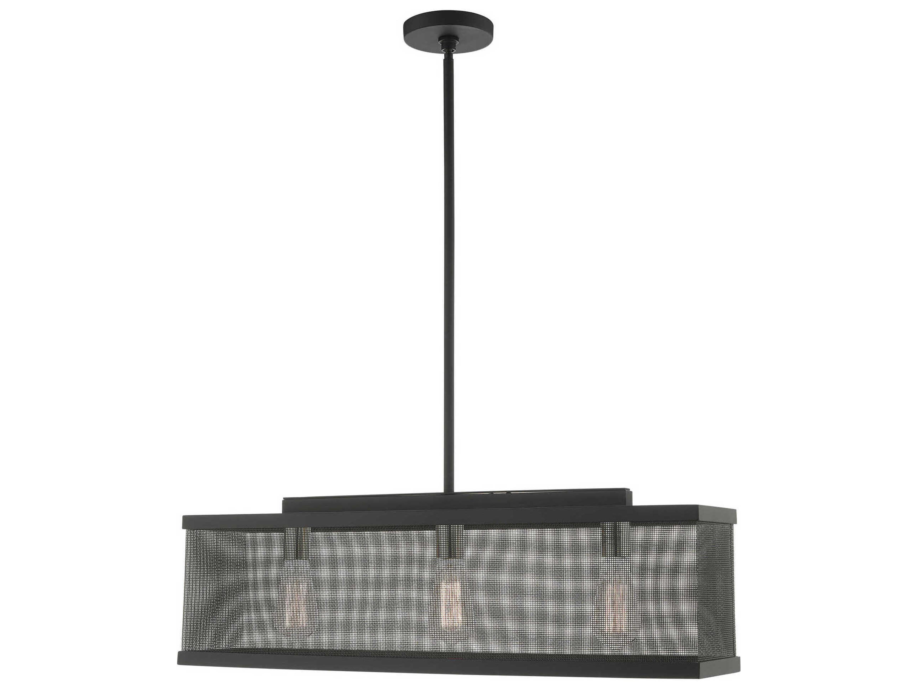 Livex Lighting Industro 3-Light Black Brushed Nickel Geometric Linear Island Pendant