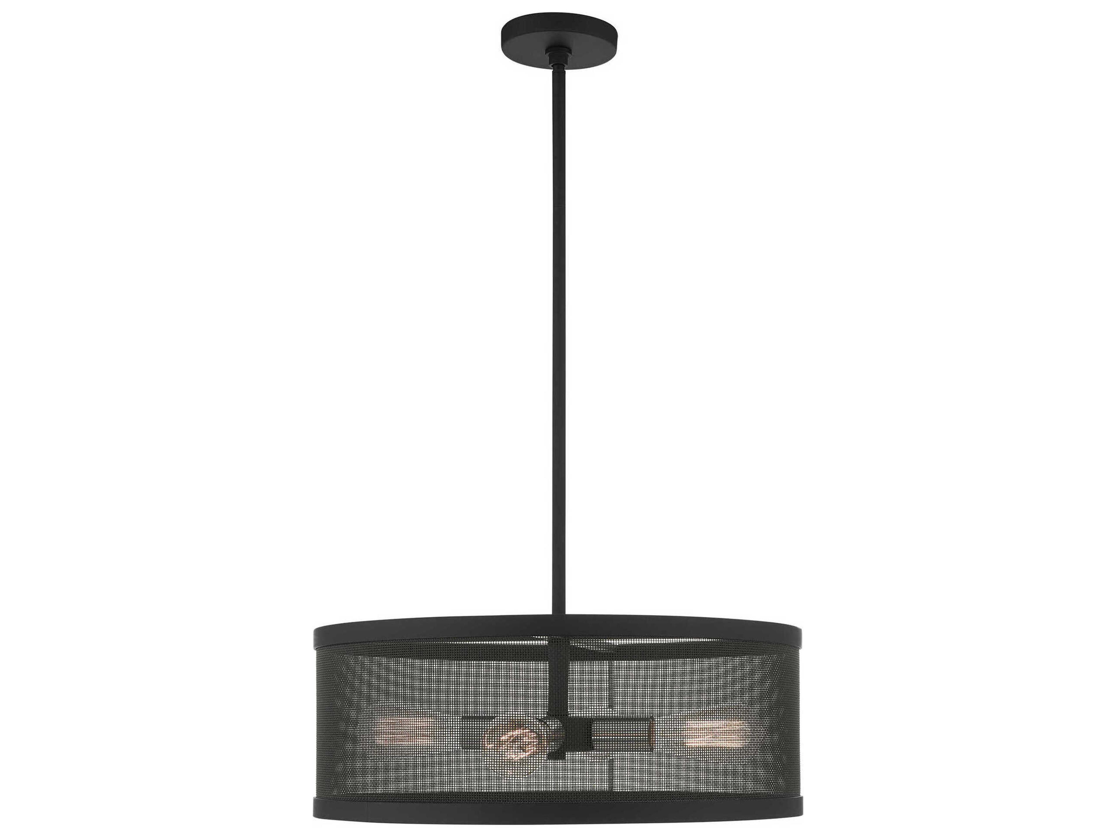 Livex Lighting Industro 4-Light Black Brushed Nickel Drum Pendant