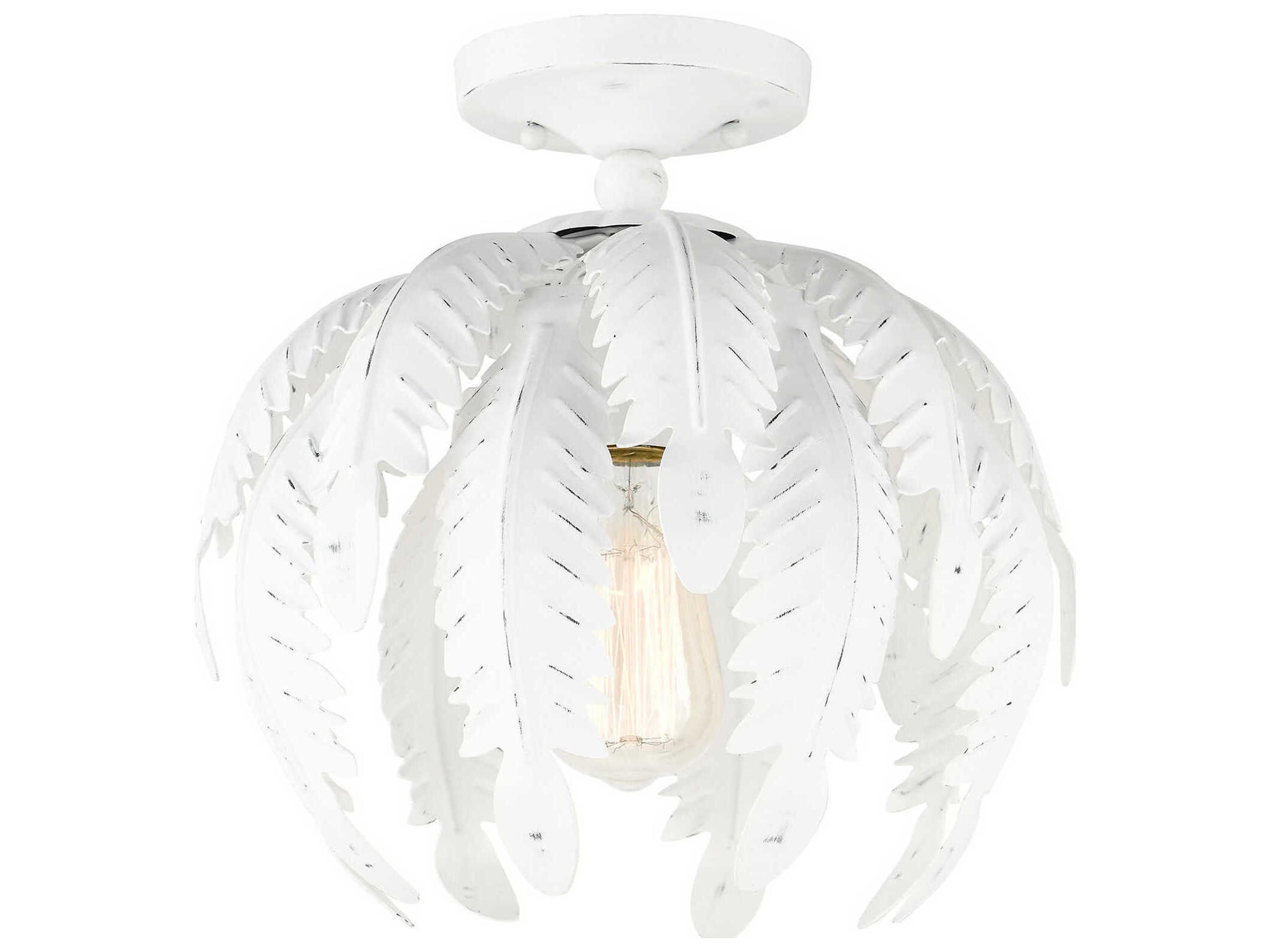 Livex Lighting Acanthus 1-Light Antique White Semi Flush Mount