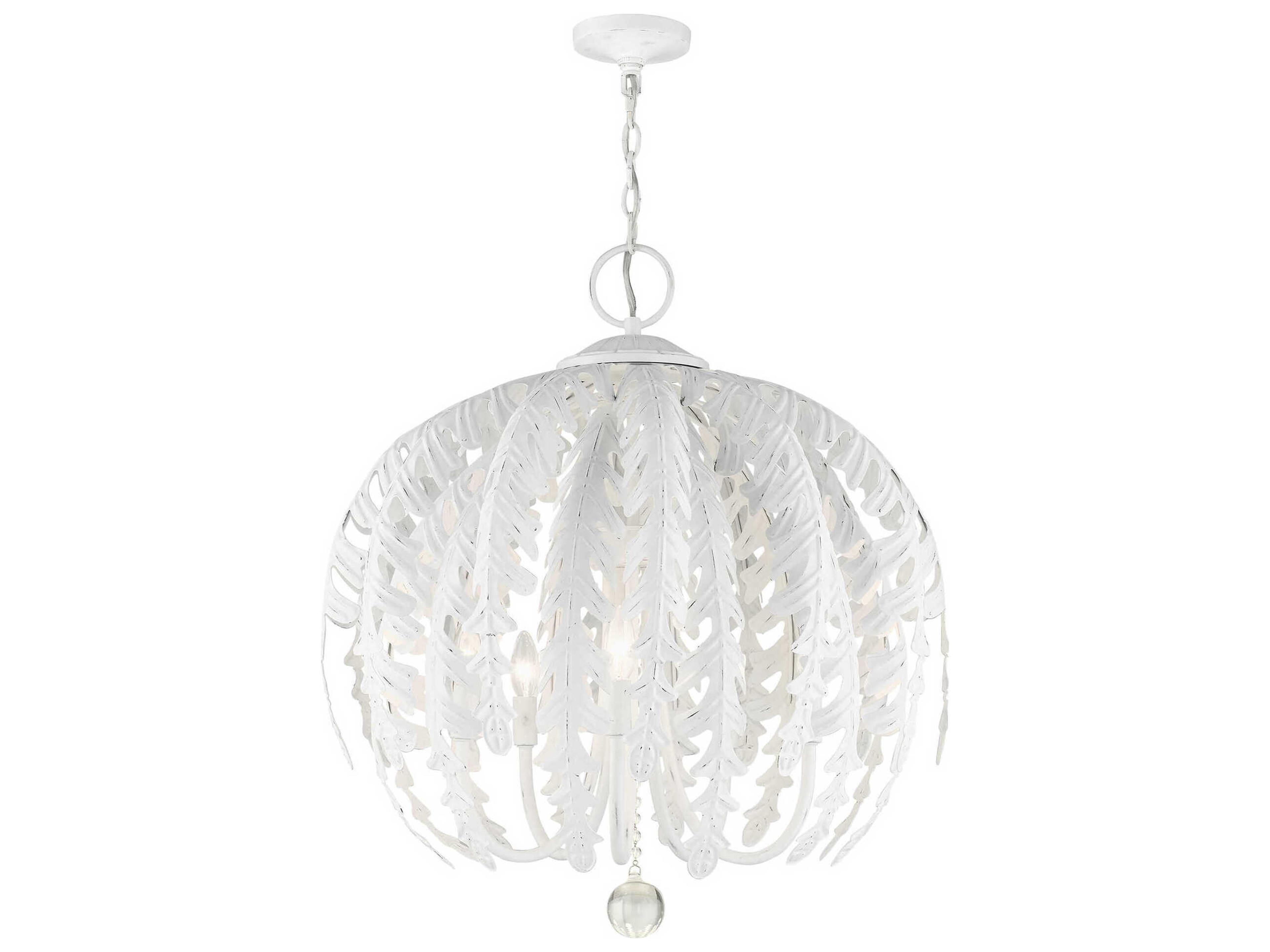Livex Lighting Acanthus 5-Light Antique White Crystal Chandelier