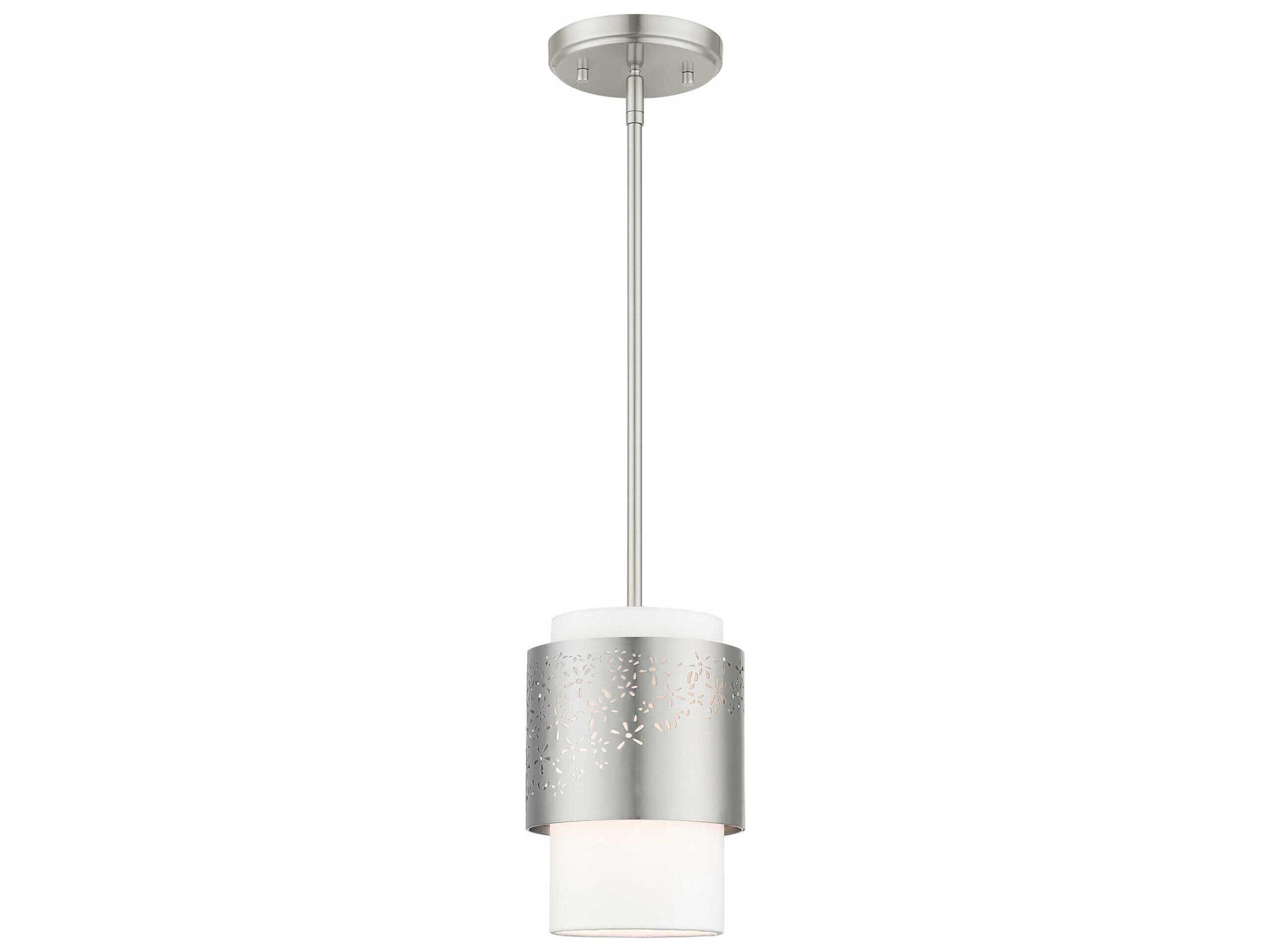 Livex Lighting Noria 1-Light Brushed Nickel Cylinder Mini Pendant