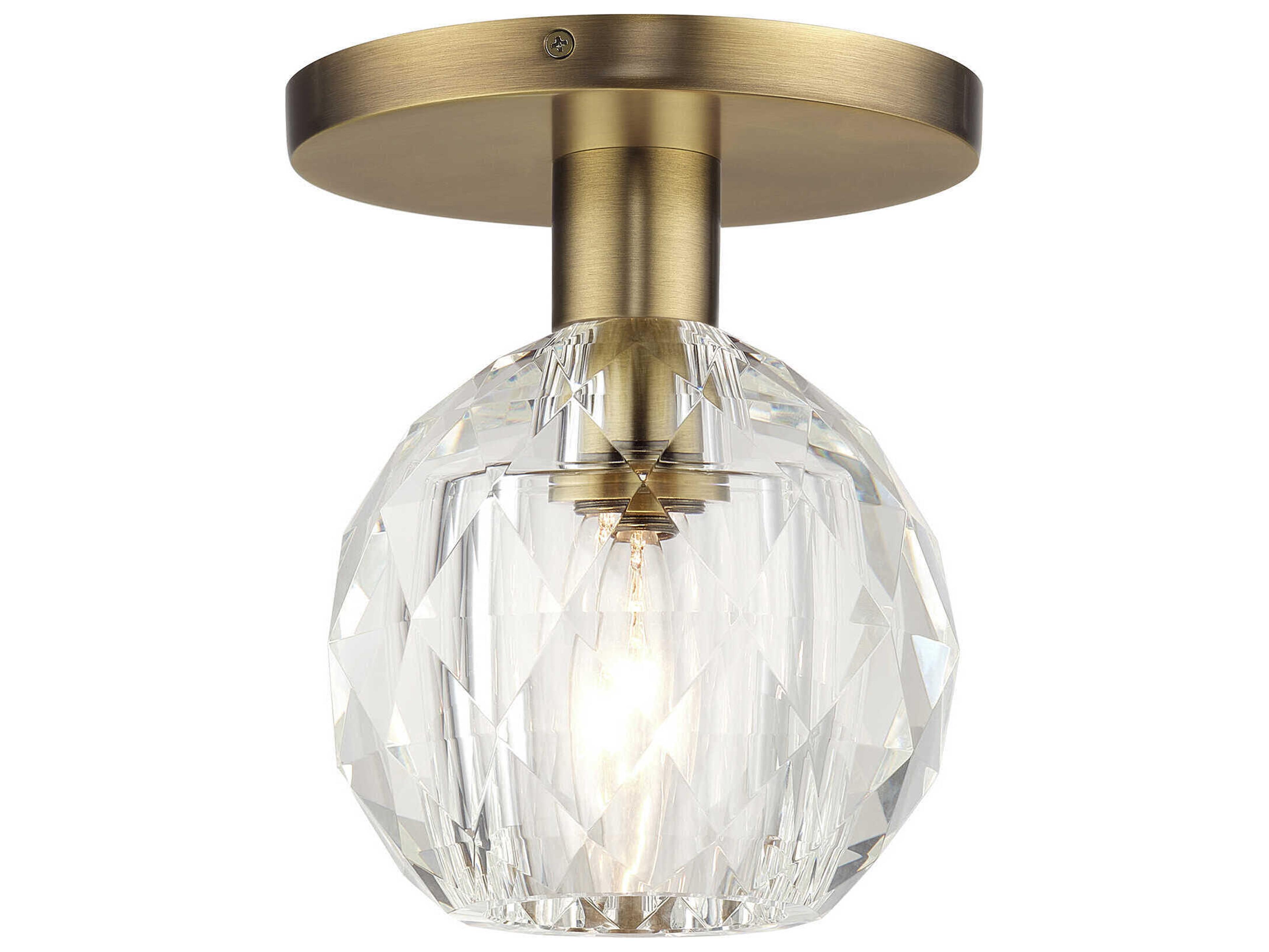 Livex Lighting Whitfield 1-Light Natural Brass Semi Flush Mount
