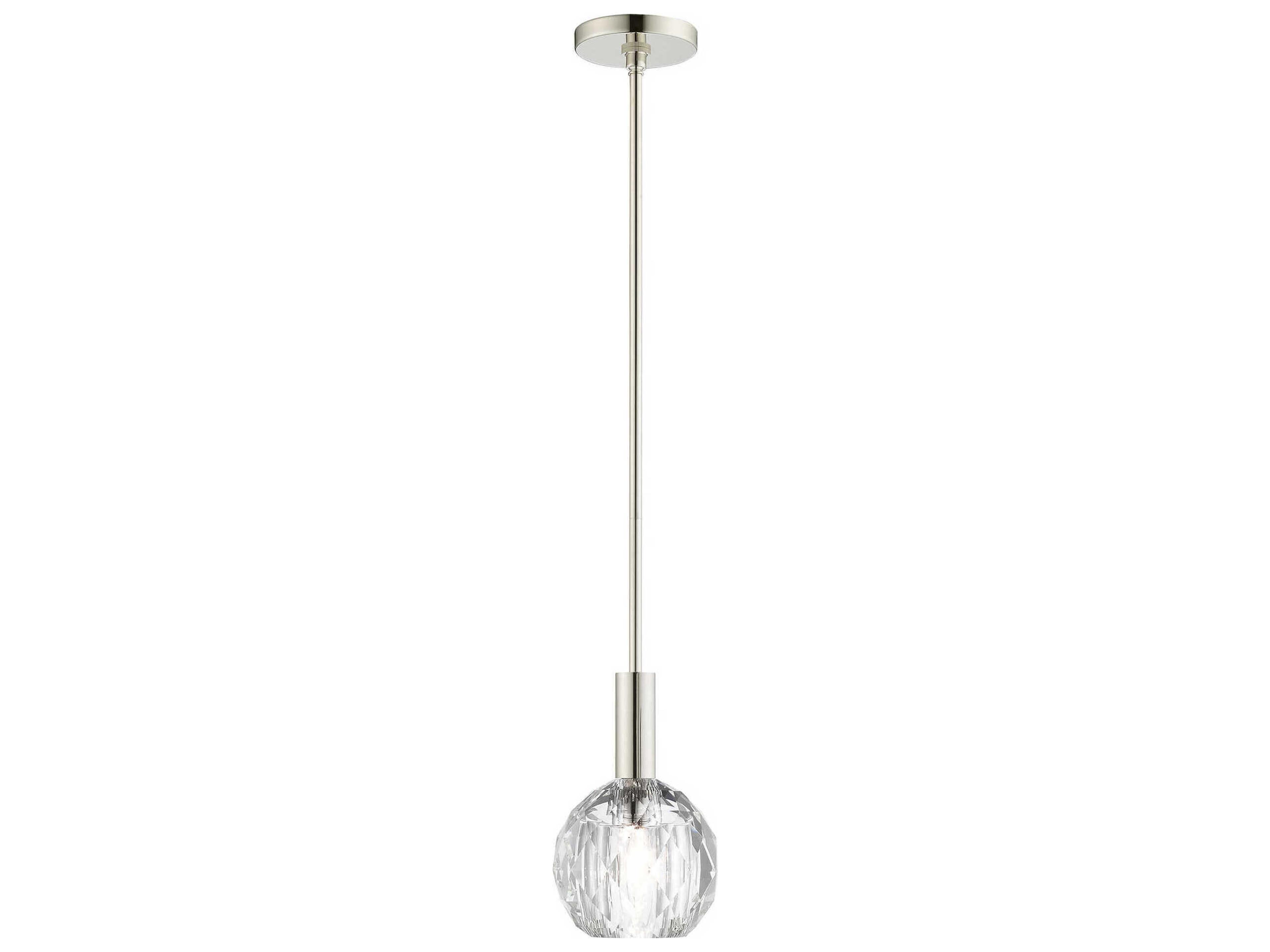 Livex Lighting Whitfield 1-Light Polished Nickel Clear Crystal Dome Mini Pendant