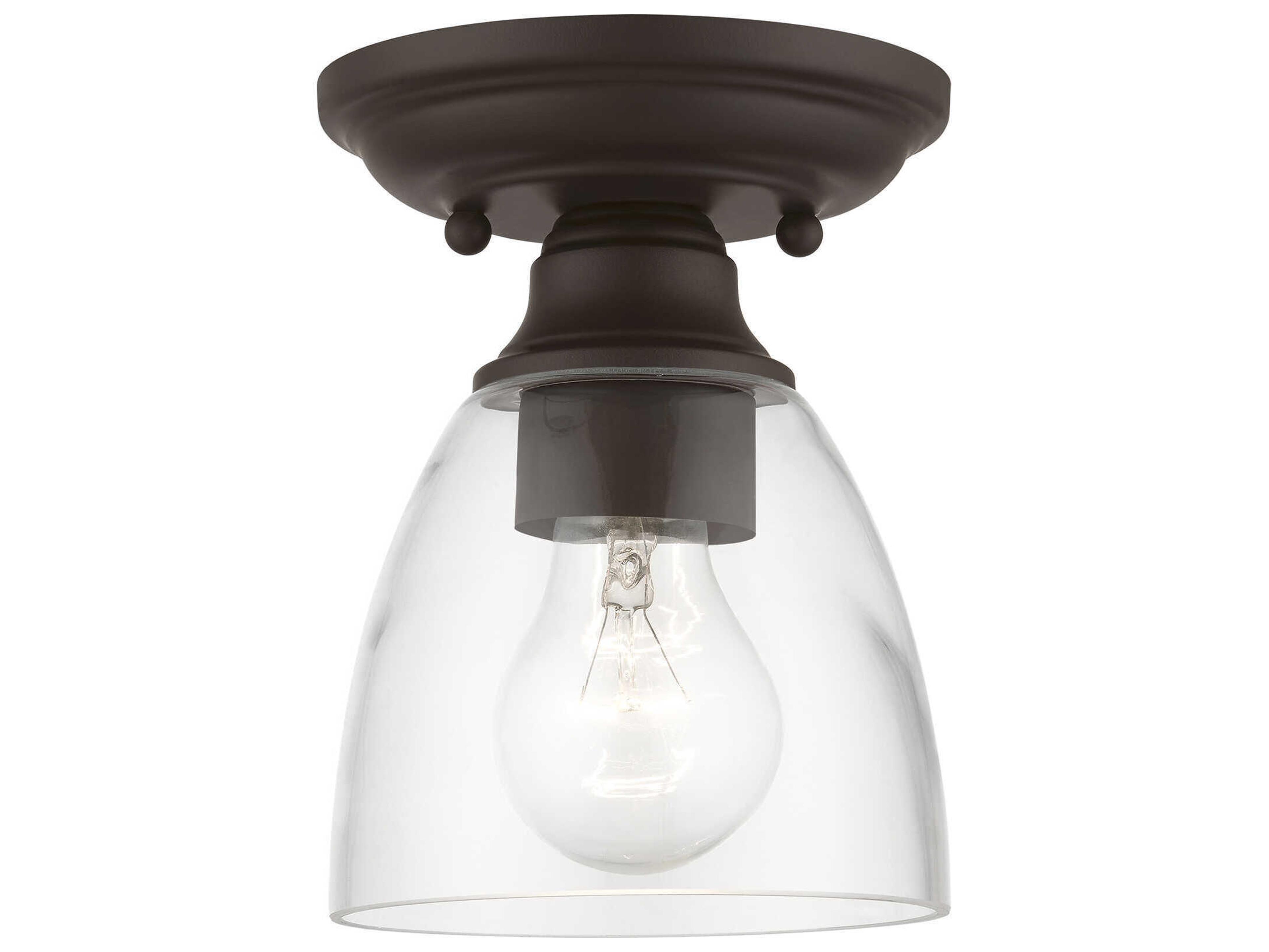 Livex Lighting Montgomery 1-Light Bronze Glass Bell Semi Flush Mount