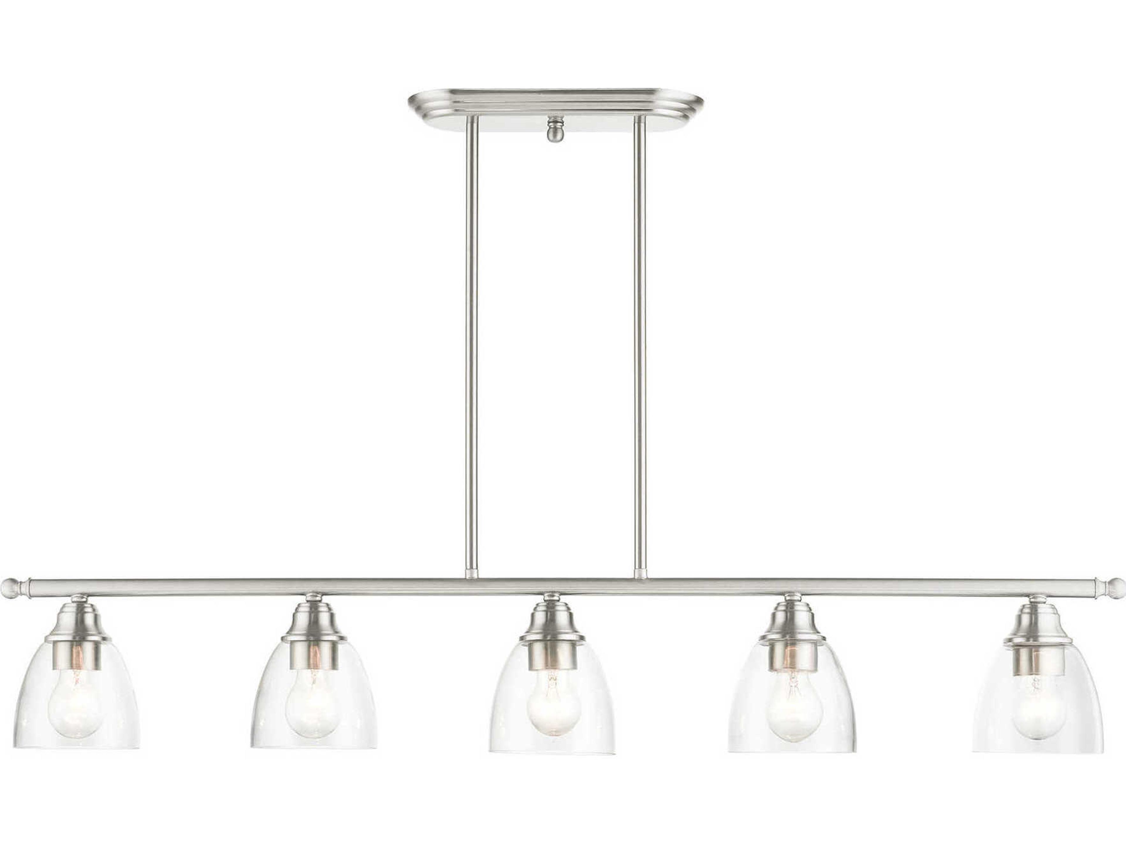 Livex Lighting Montgomery 5-Light Brushed Nickel Glass Bell Island Pendant