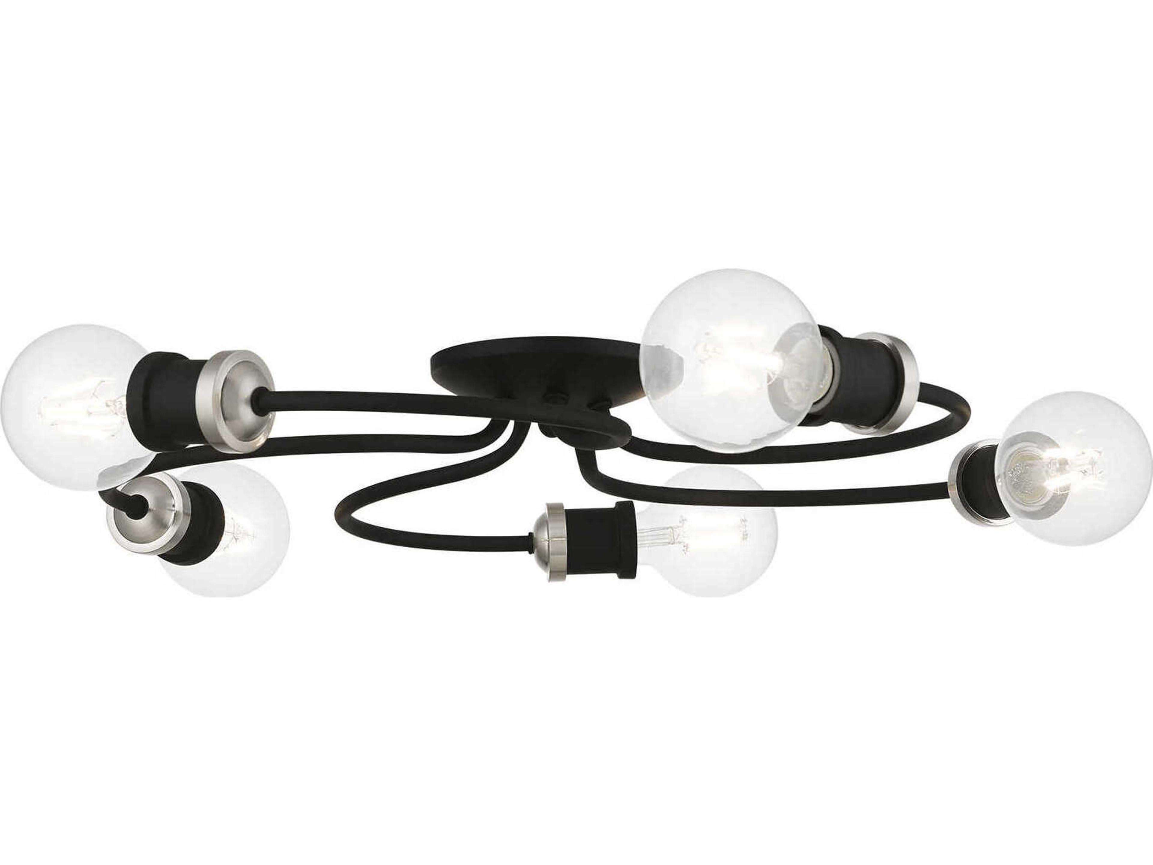 Livex Lighting Bromley 5-Light Black Brushed Nickel Flush Mount