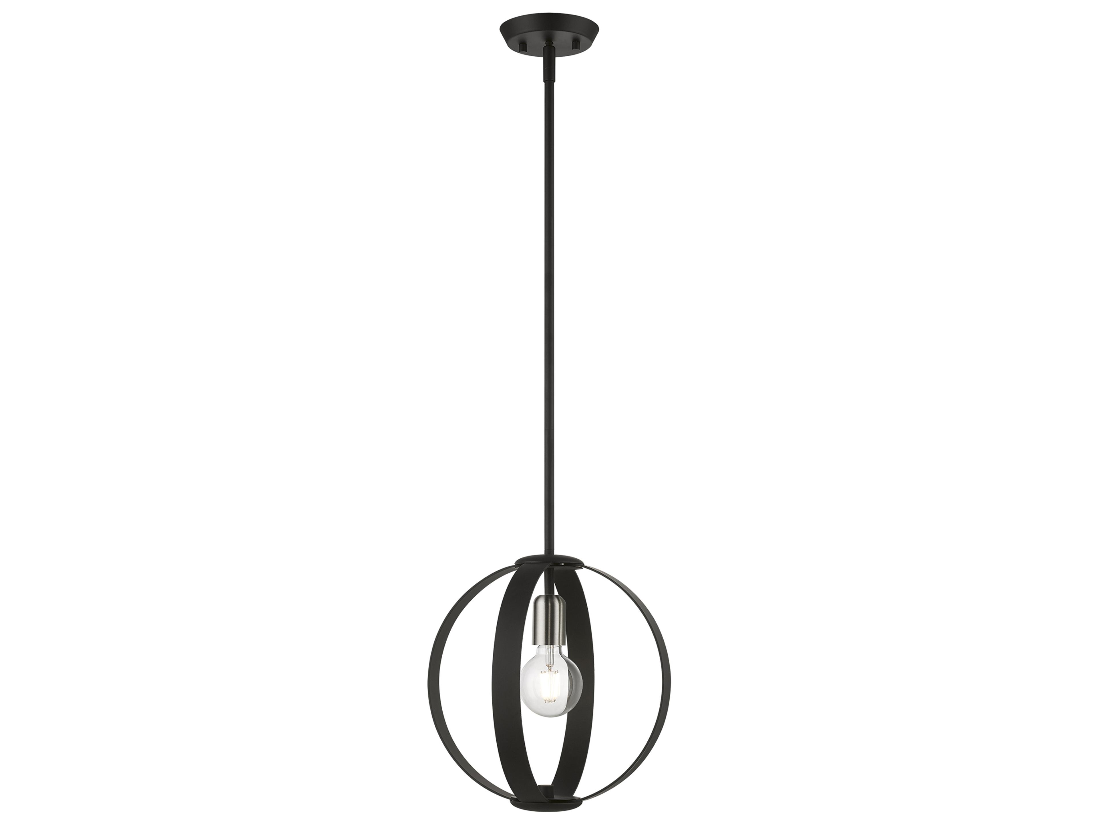 Livex Lighting Modesto 1-Light Black Brushed Nickel Globe Mini Pendant