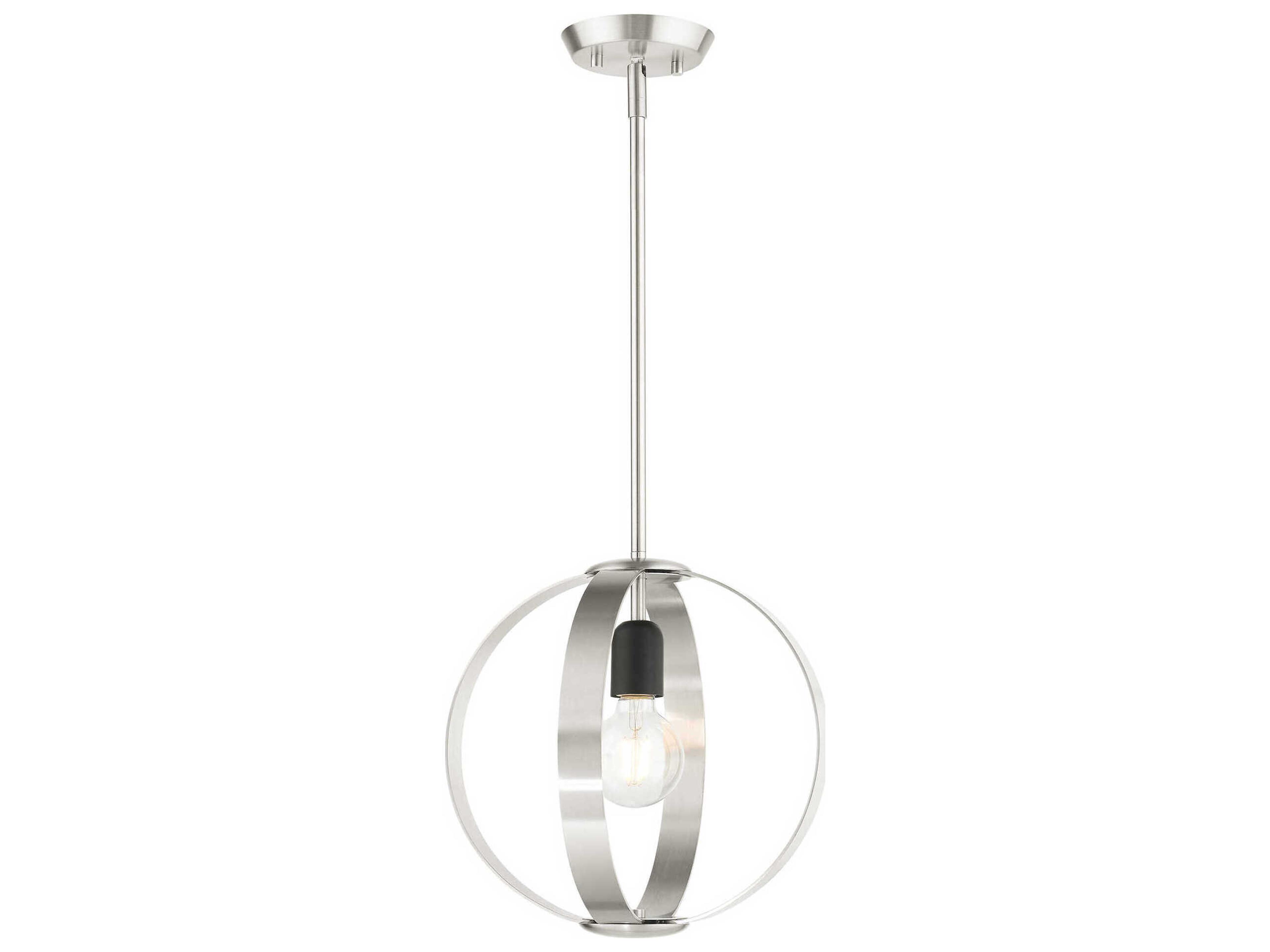 Livex Lighting Modesto 1-Light Brushed Nickel Round Pendant