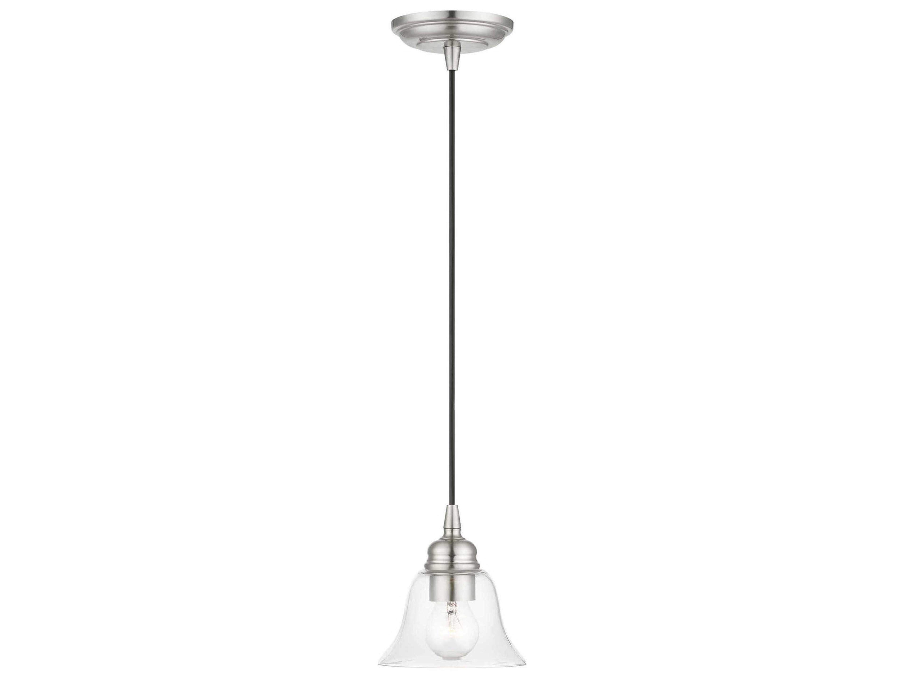 Livex Lighting Moreland 1-Light Brushed Nickel Glass Bell Mini Pendant