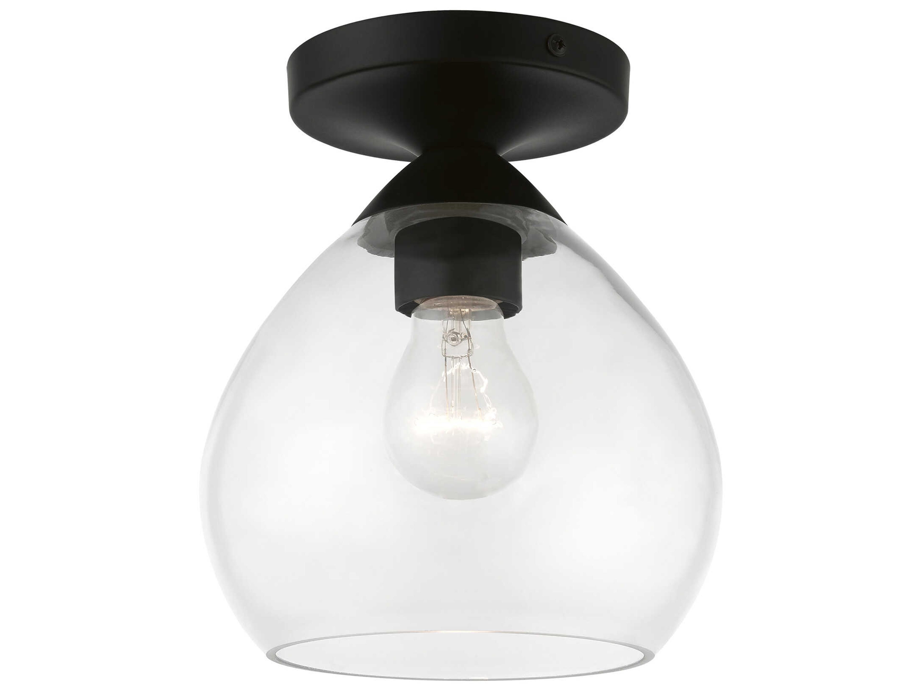 Livex Lighting Catania 1-Light Black Glass Bell Semi Flush Mount