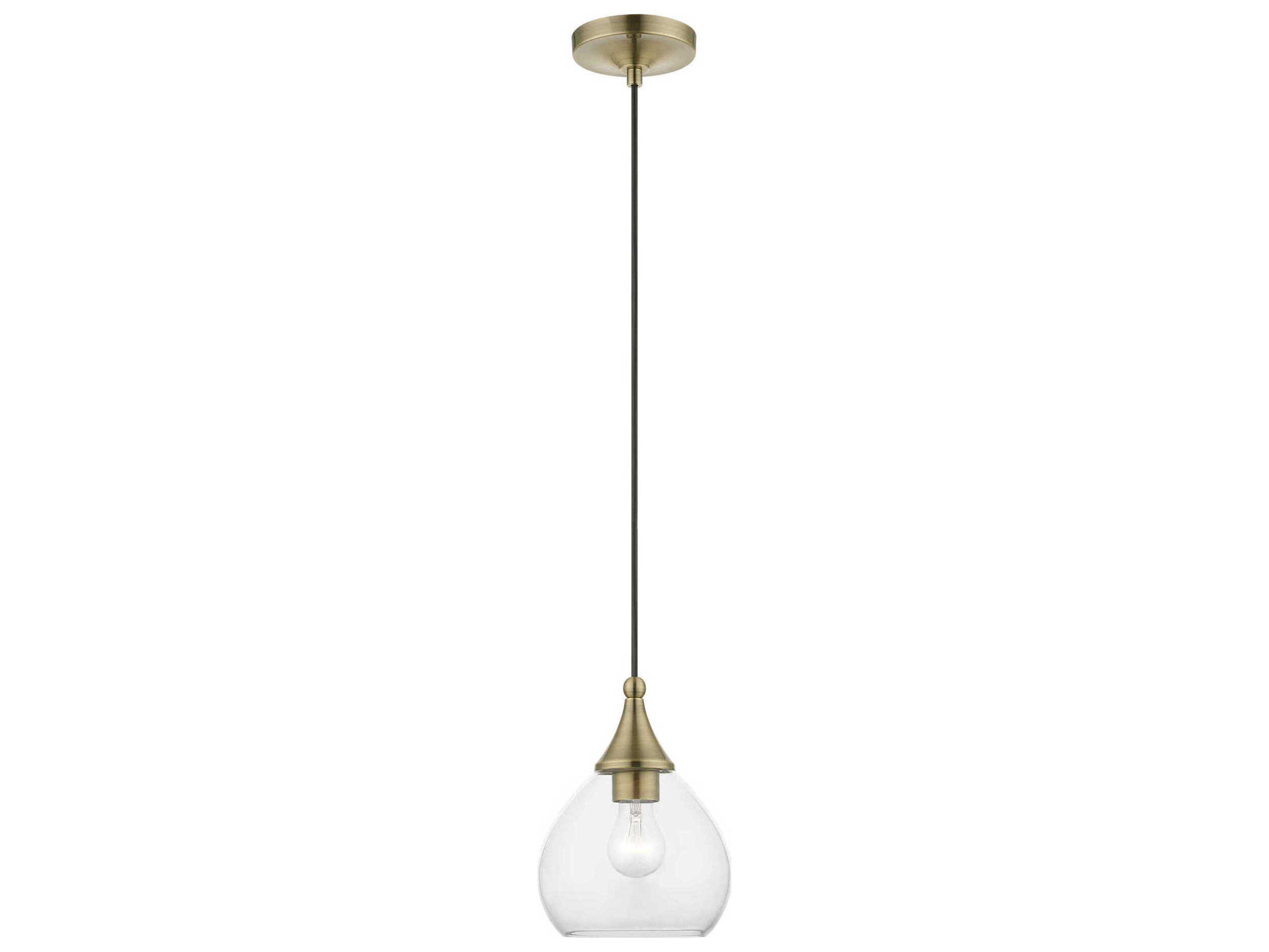 Livex Lighting Catania 1-Light Antique Brass Glass Bell Mini Pendant