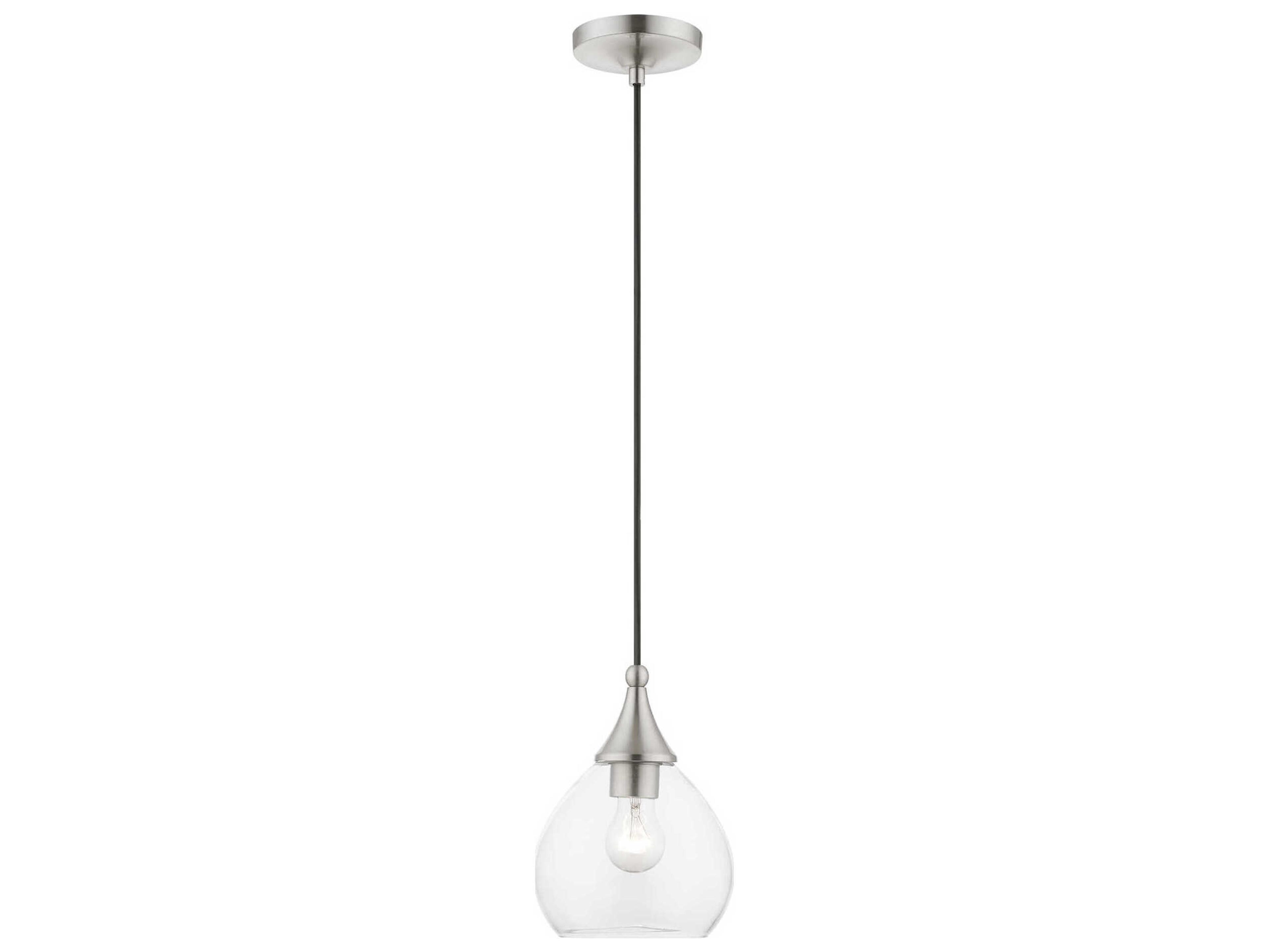 Livex Lighting Catania 1-Light Brushed Nickel Glass Bell Mini Pendant