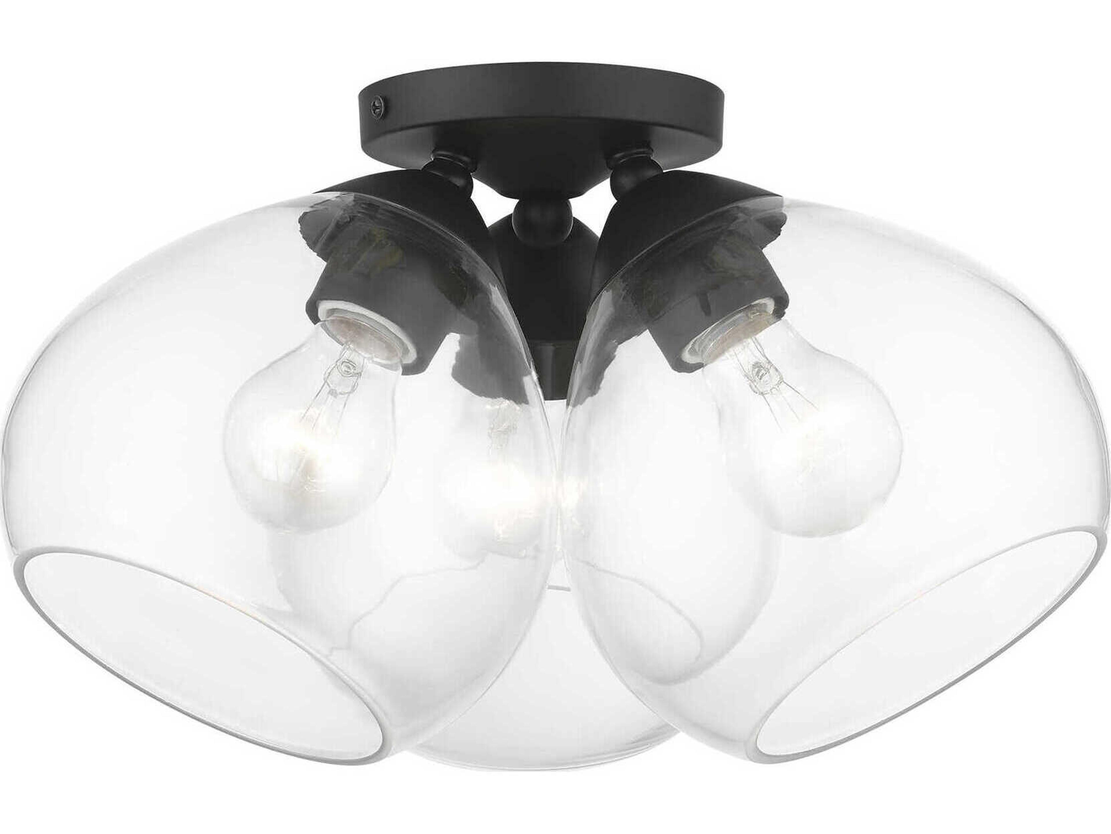 Livex Lighting Catania 3-Light Black Glass Bell Semi Flush Mount