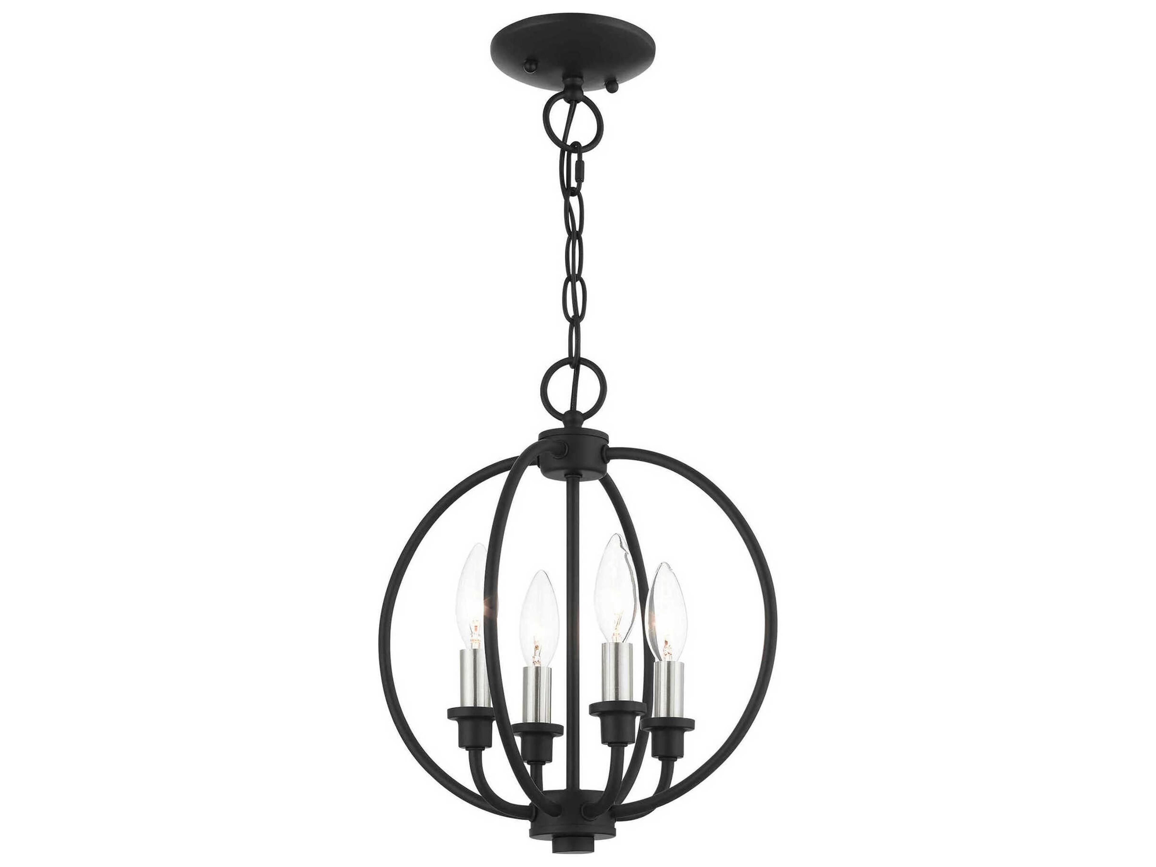 Livex Lighting Milania 4-Light Black Brushed Nickel Candelabra Chandelier