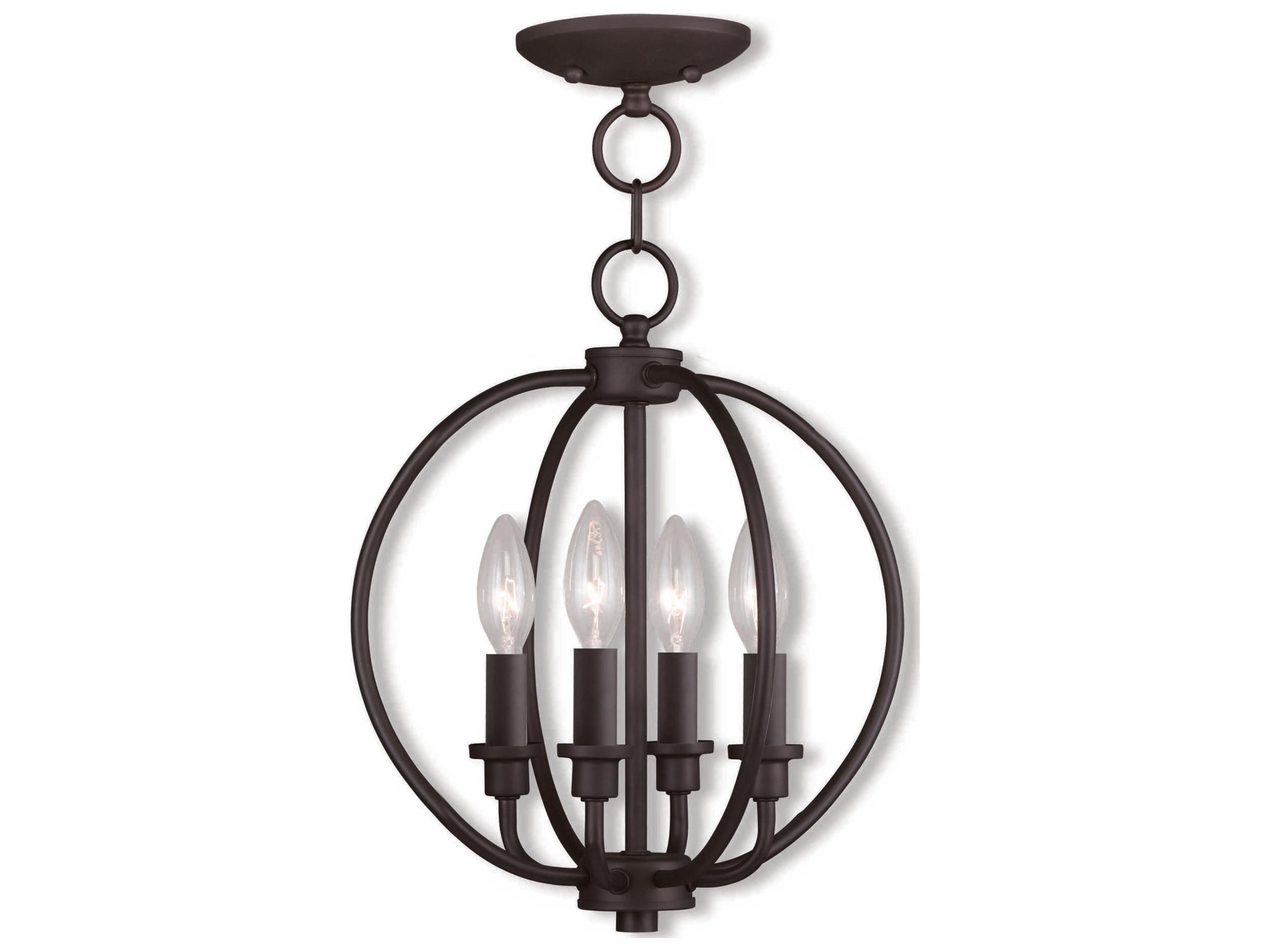 Livex Lighting Milania 4-Light Bronze Candelabra Lantern Chandelier