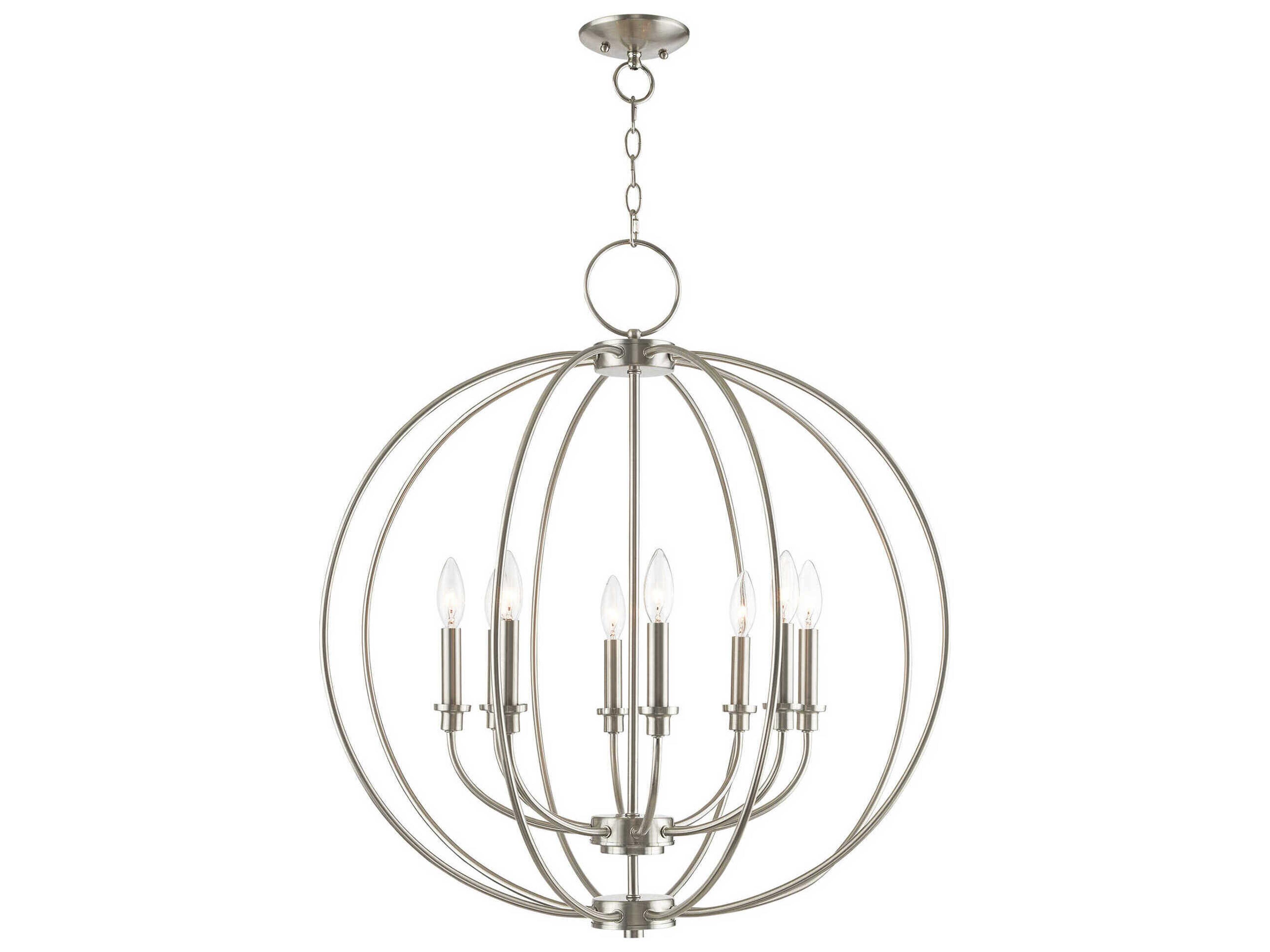 Livex Lighting Milania 8-Light Brushed Nickel Candelabra Chandelier