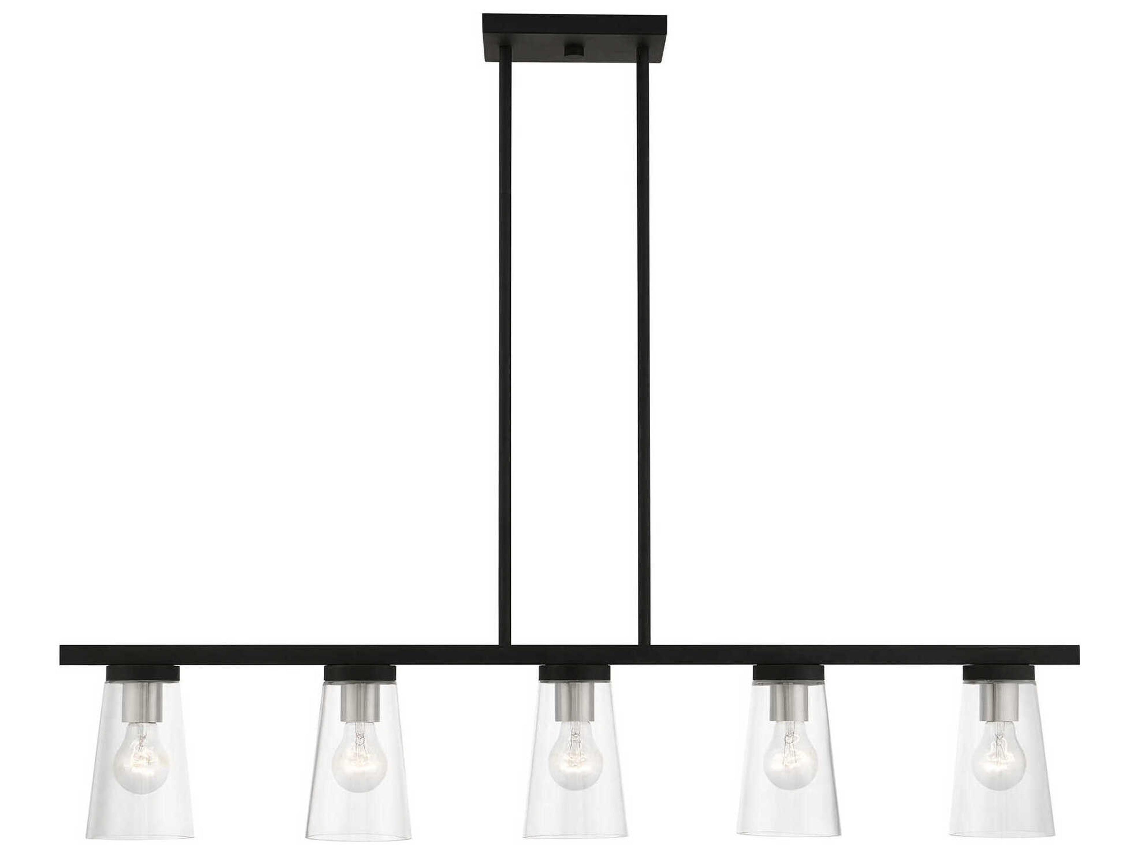 Livex Lighting Cityview 5-Light Black Brushed Nickel Glass Cylinder Linear Island Pendant