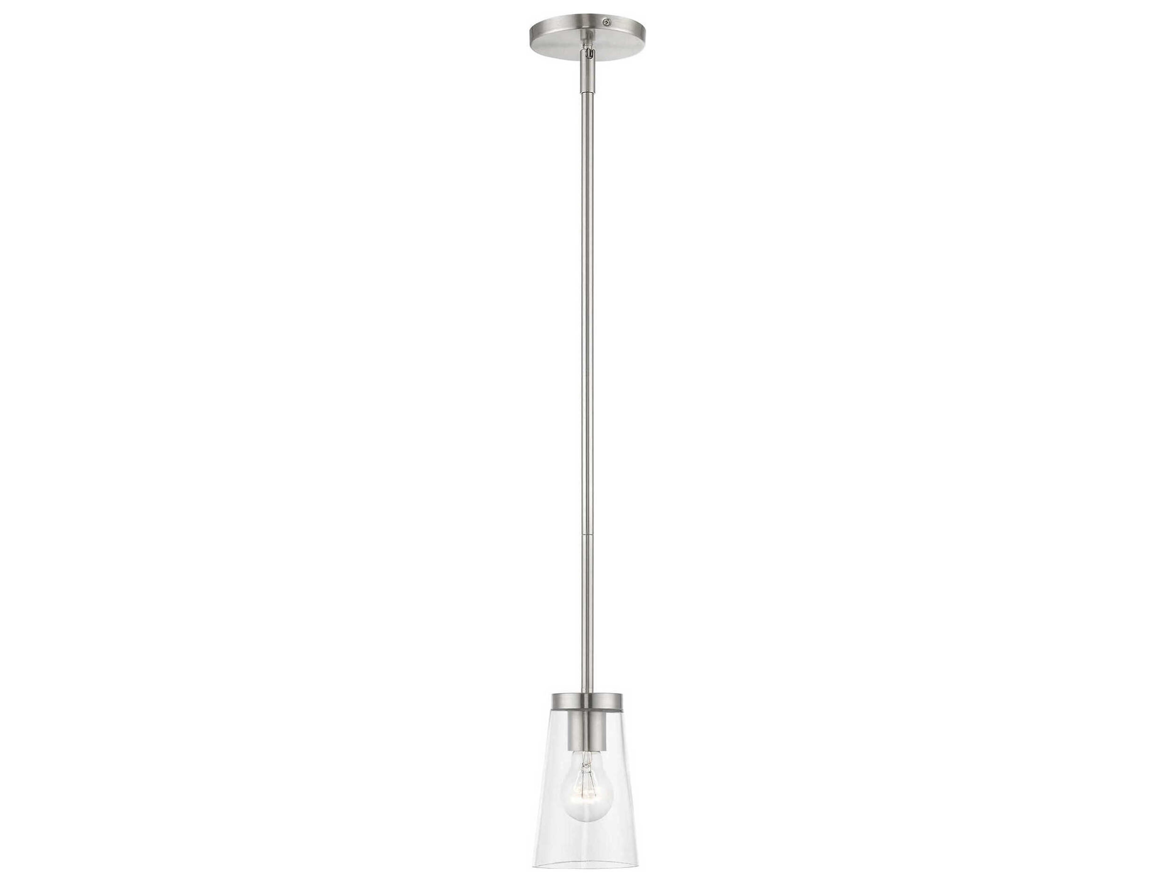 Livex Lighting Cityview 1-Light Brushed Nickel Glass Cylinder Mini Pendant