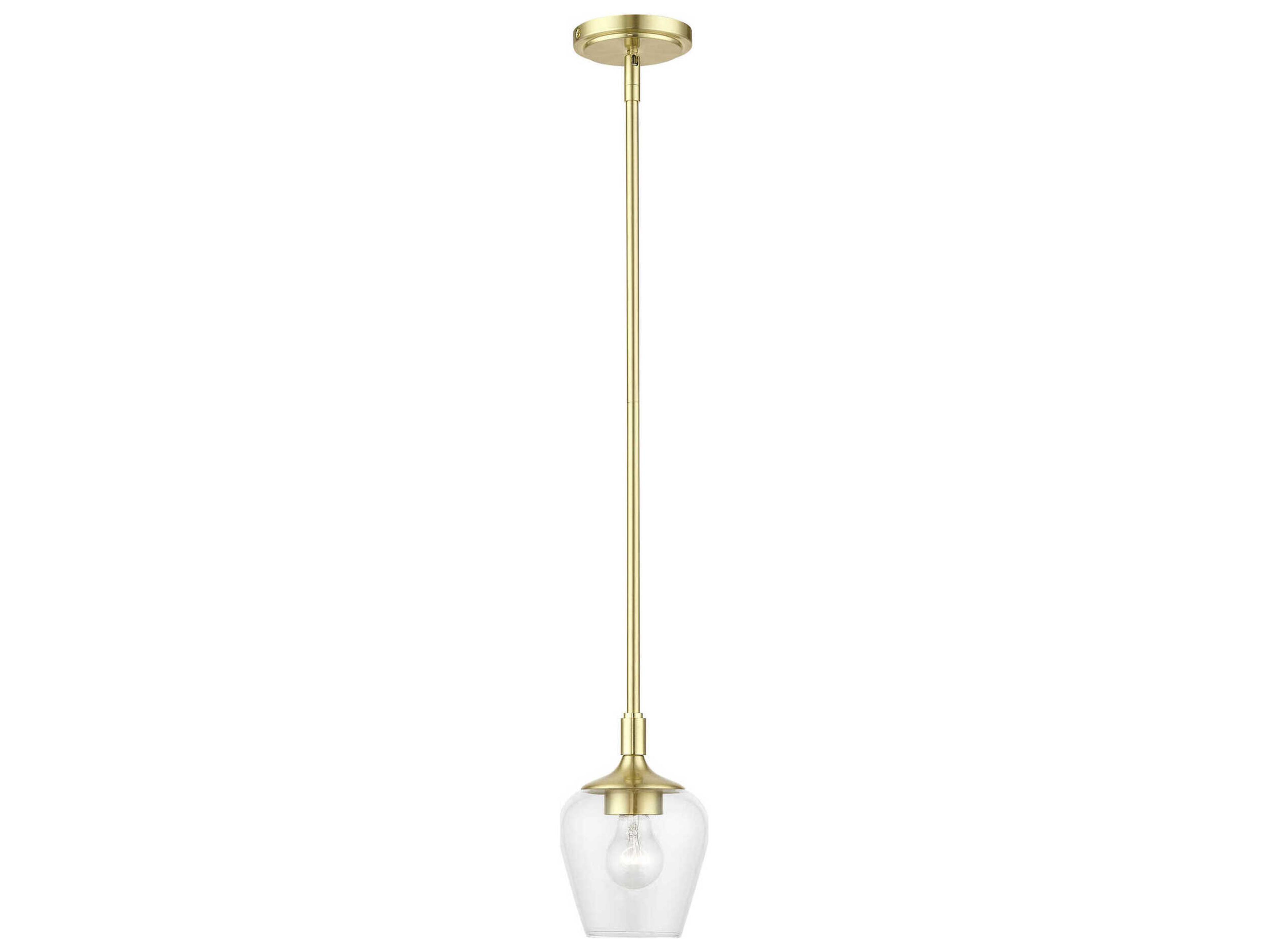 Livex Lighting Willow 1-Light Satin Brass Glass Bell Mini Pendant