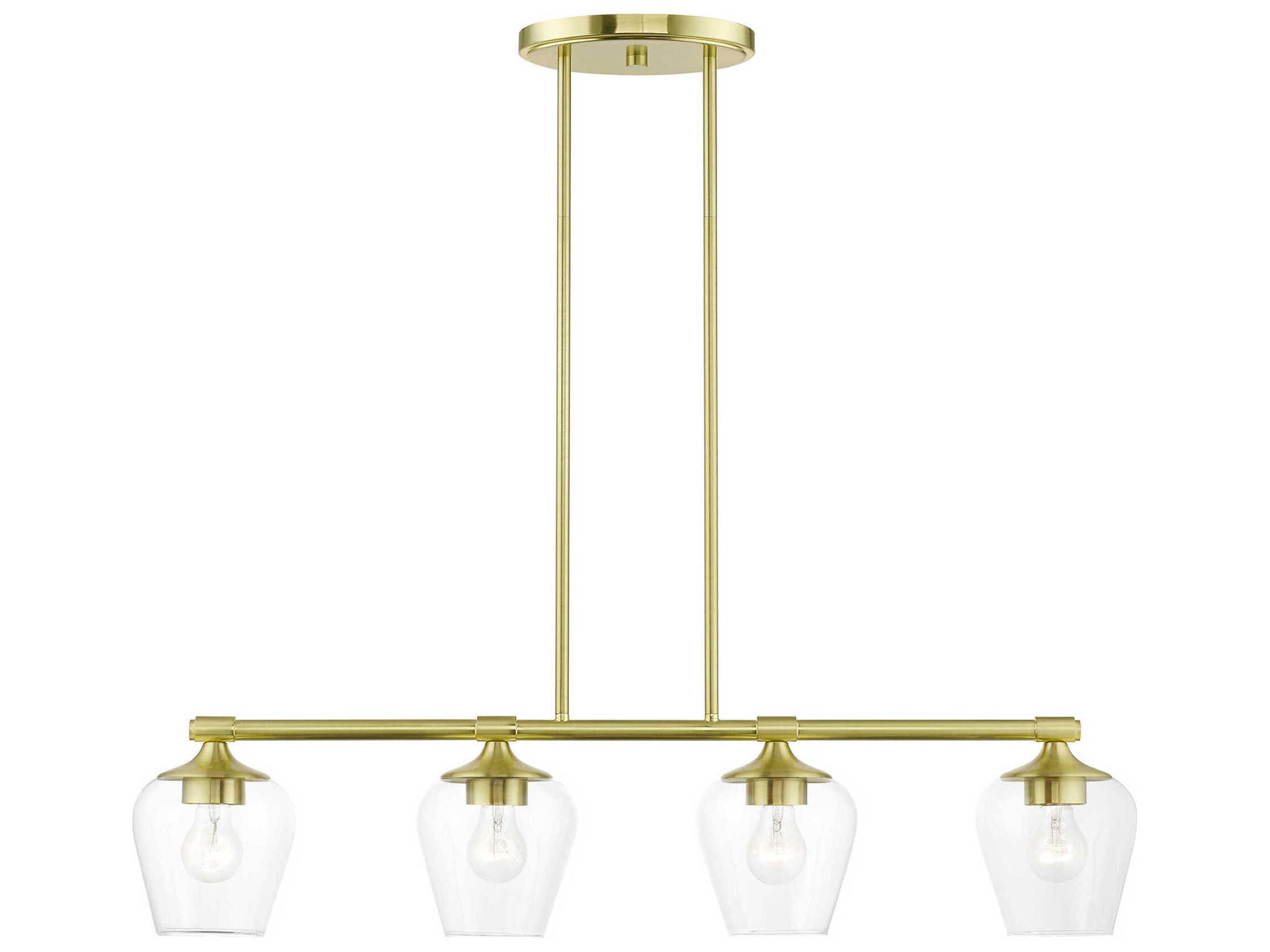 Livex Lighting Willow 4-Light Satin Brass Glass Bell Island Pendant