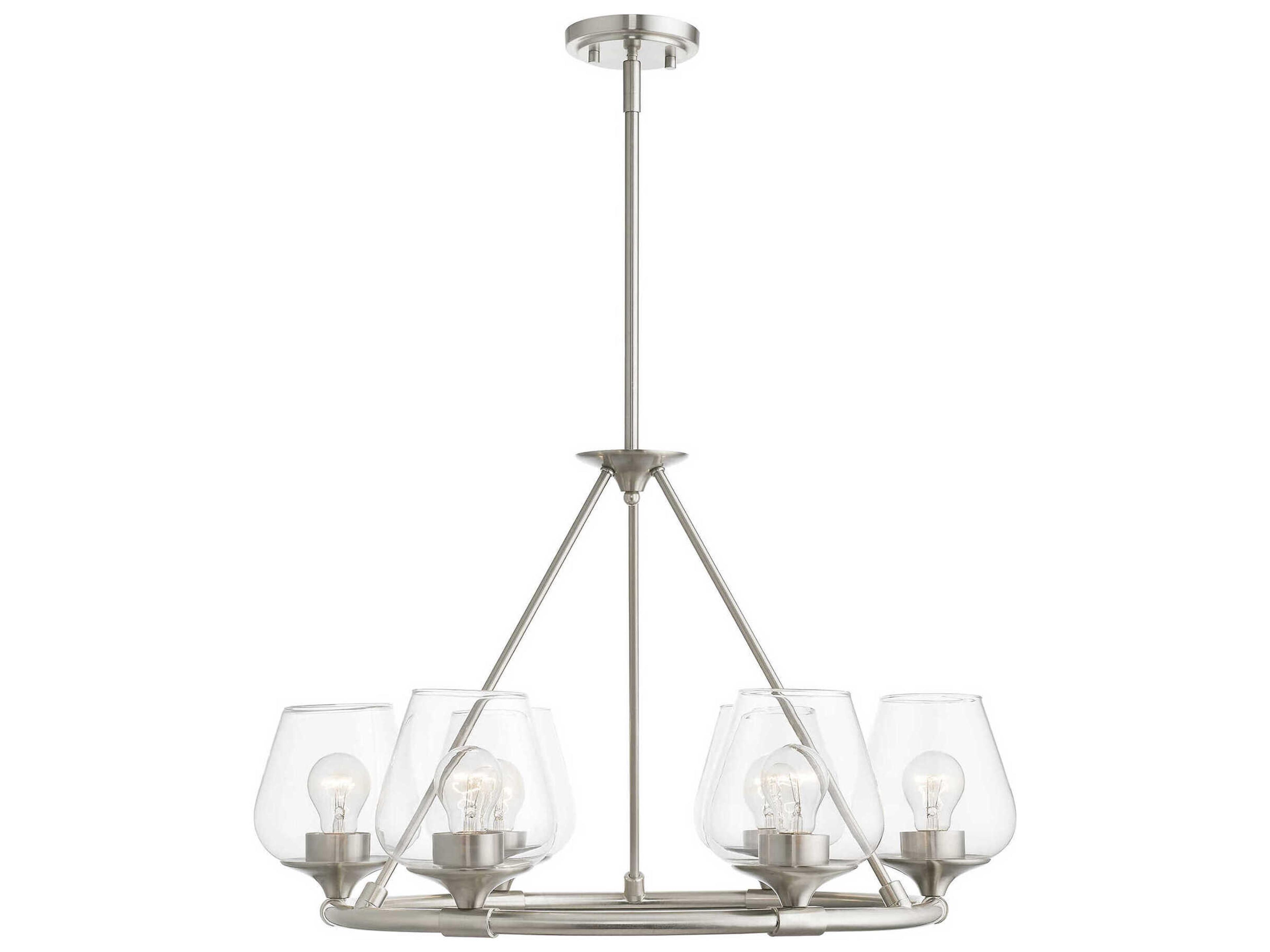 Livex Lighting Willow 6-Light Brushed Nickel Glass Bell Chandelier