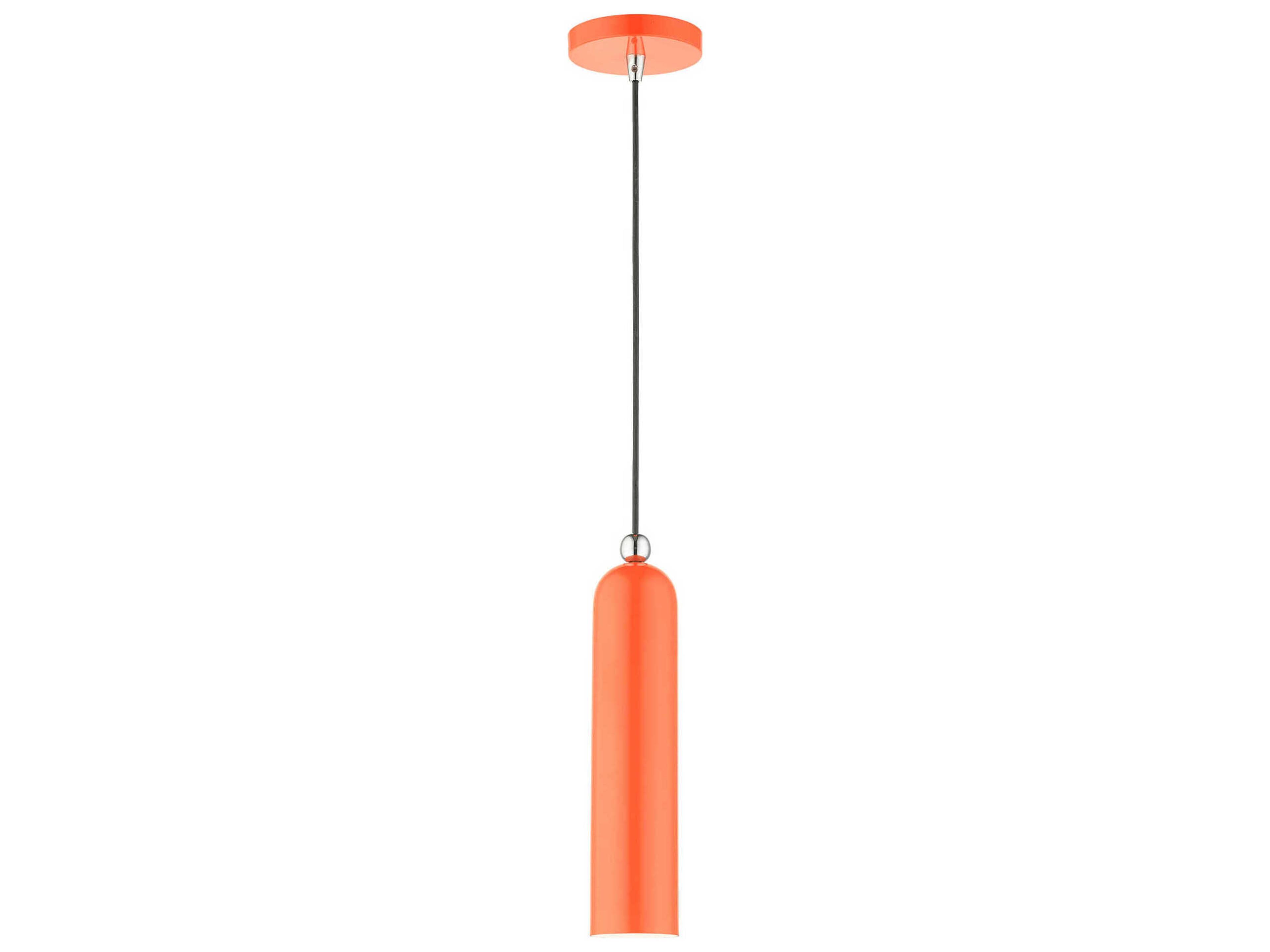 Livex Lighting Ardmore 1-Light Shiny Orange Cylinder Mini Pendant