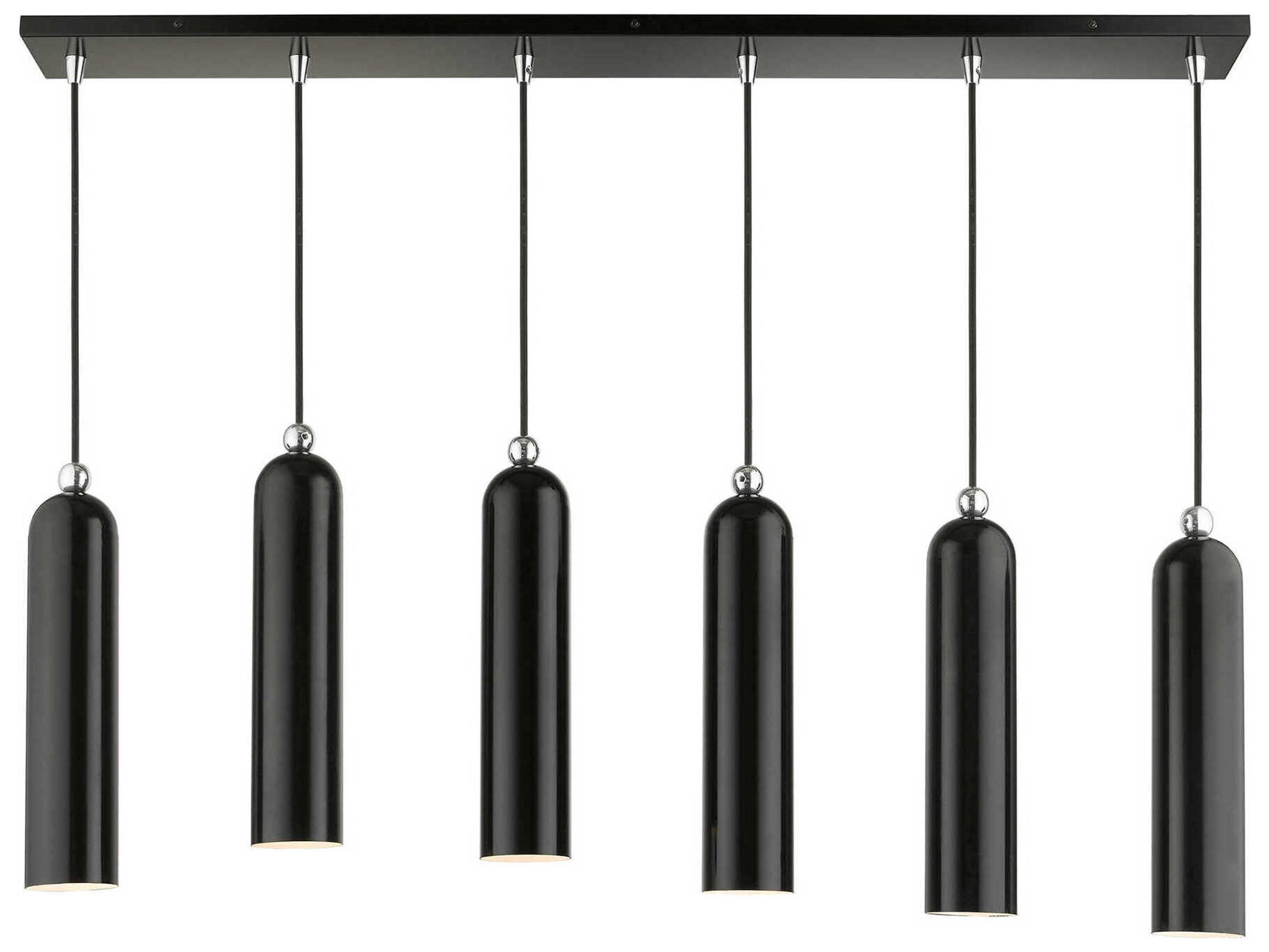 Livex Lighting Ardmore 6-Light Shiny Black Cylinder Linear Island Pendant