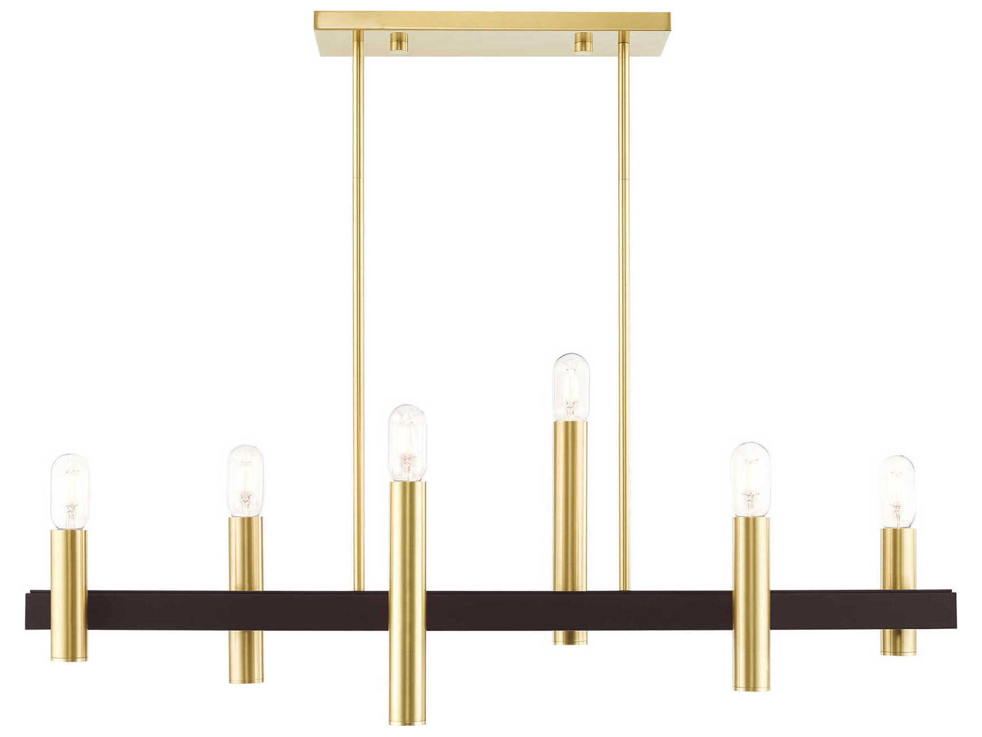 Livex Lighting Helsinki 6-Light Satin Brass Bronze Linear Island Pendant