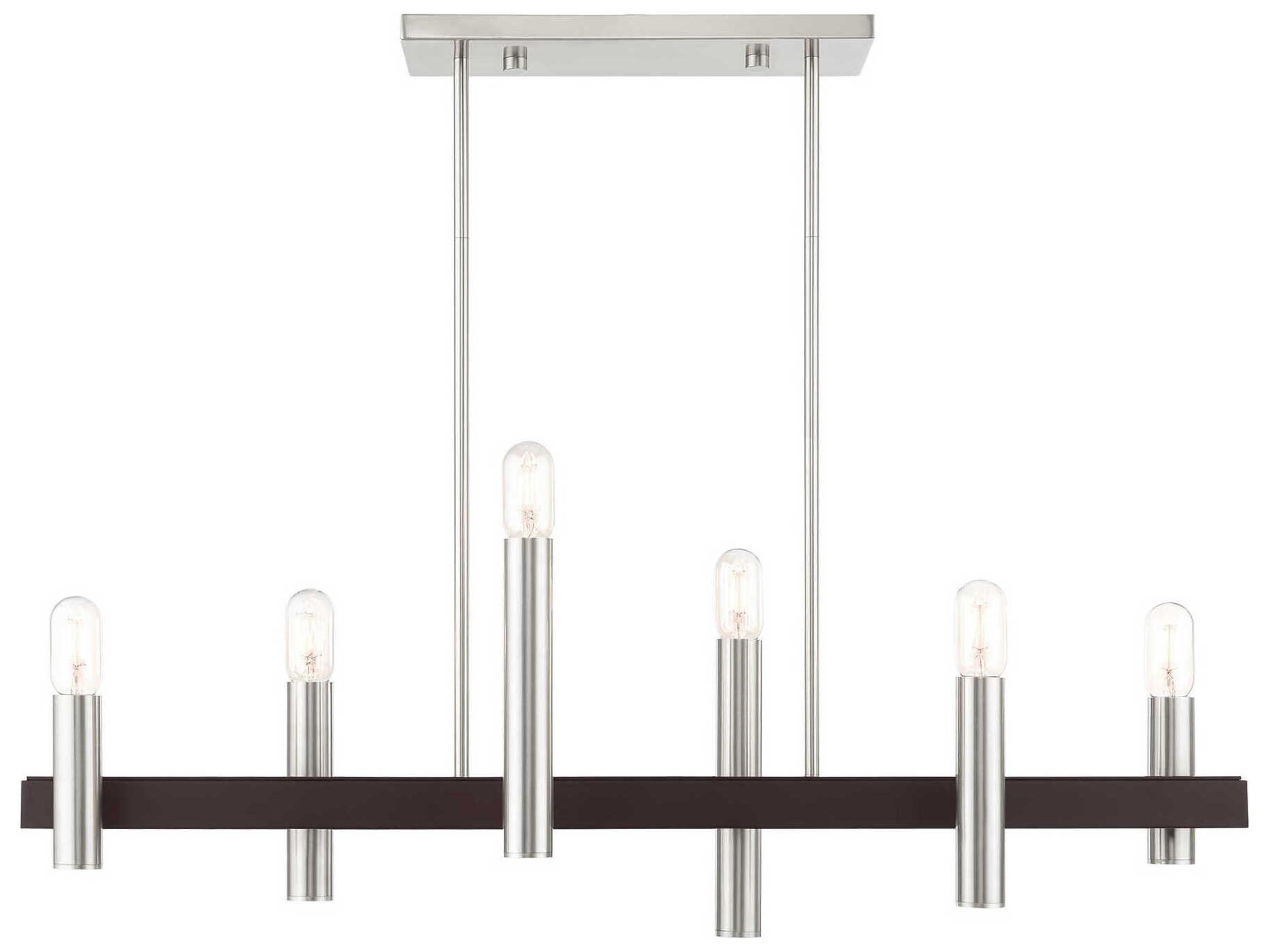Livex Lighting Helsinki 6-Light Brushed Nickel Bronze Linear Island Pendant