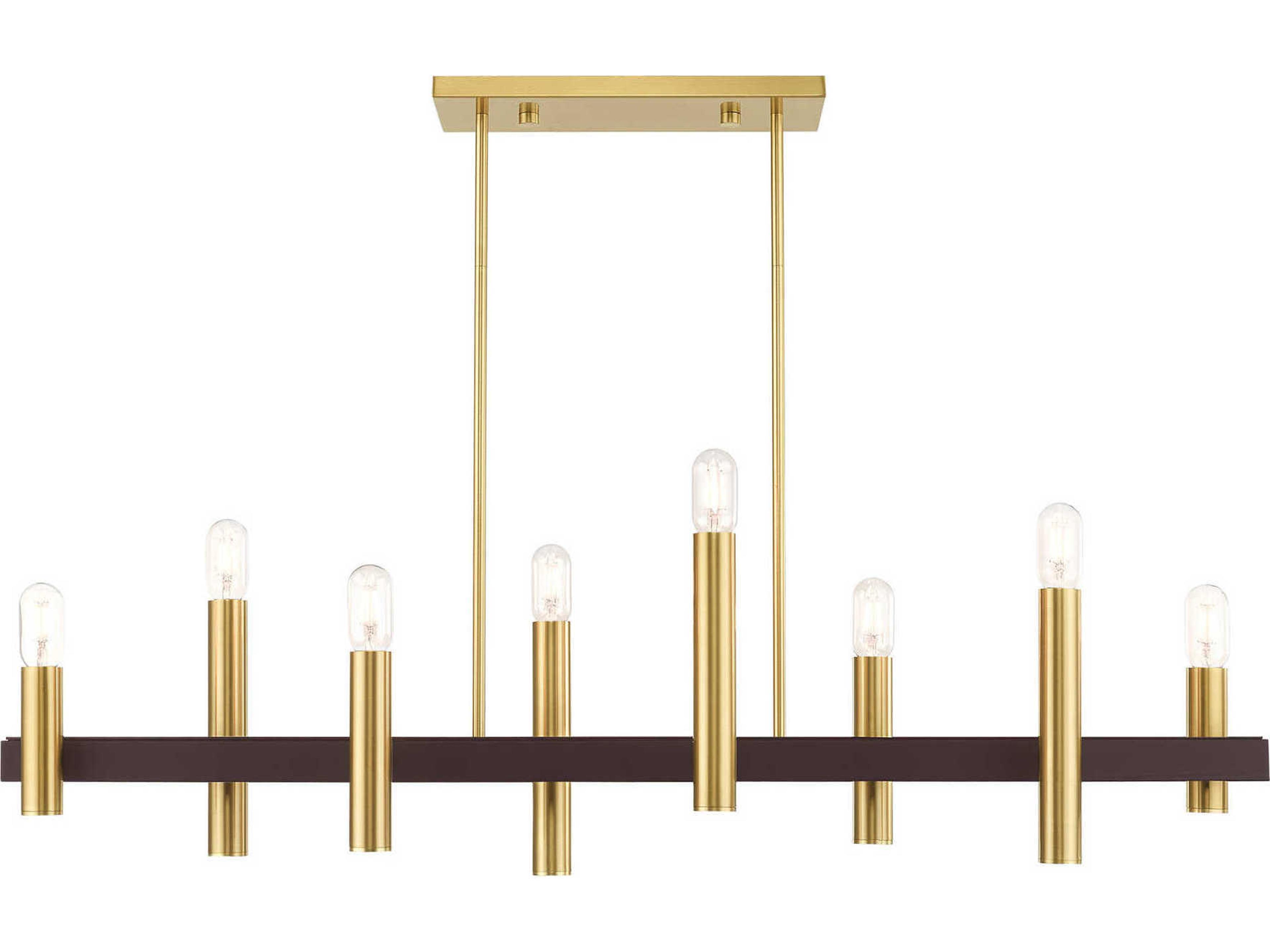 Livex Lighting Helsinki 8-Light Satin Brass Bronze Linear Island Pendant