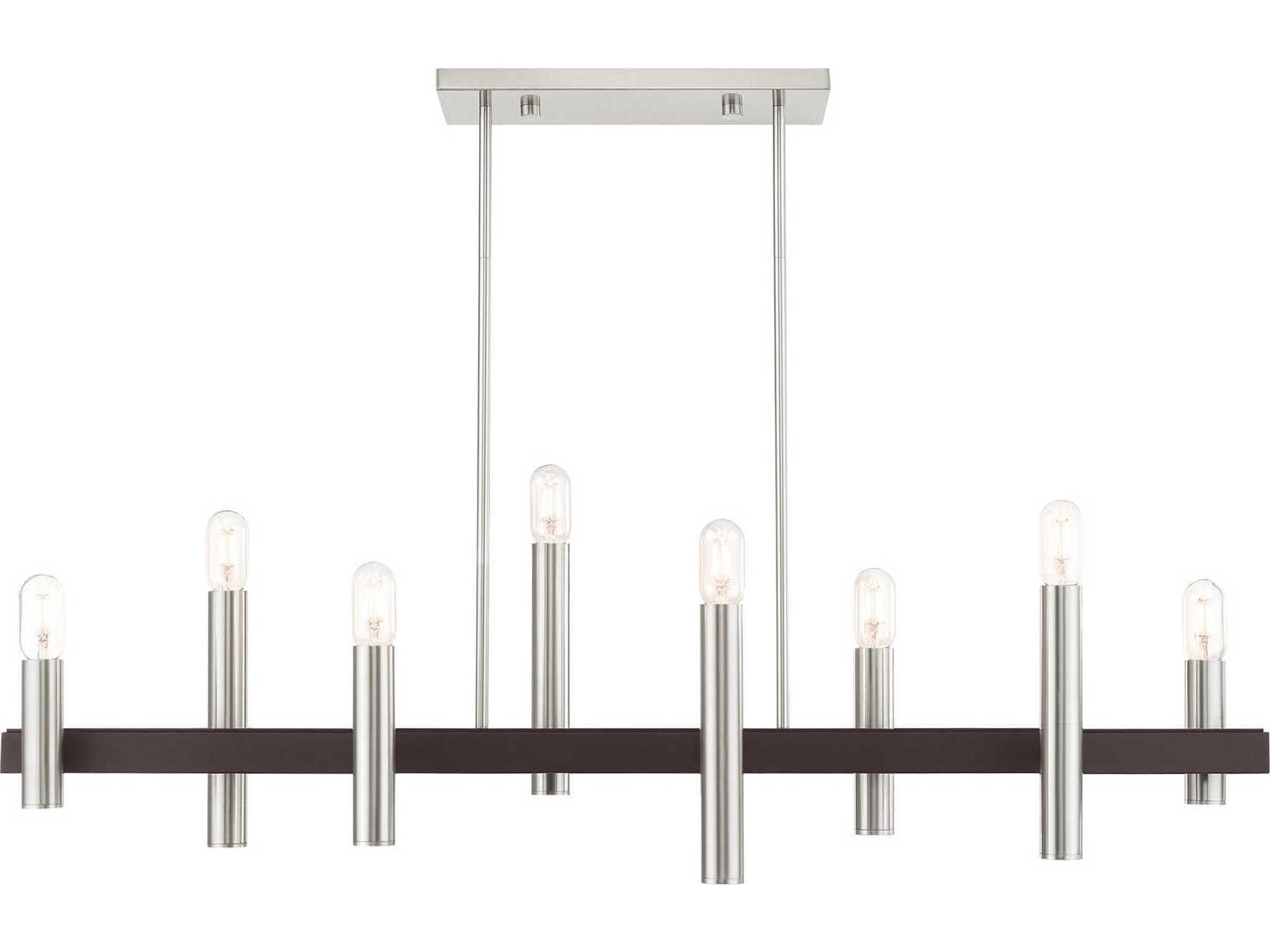Livex Lighting Helsinki 8-Light Brushed Nickel Bronze Linear Island Pendant