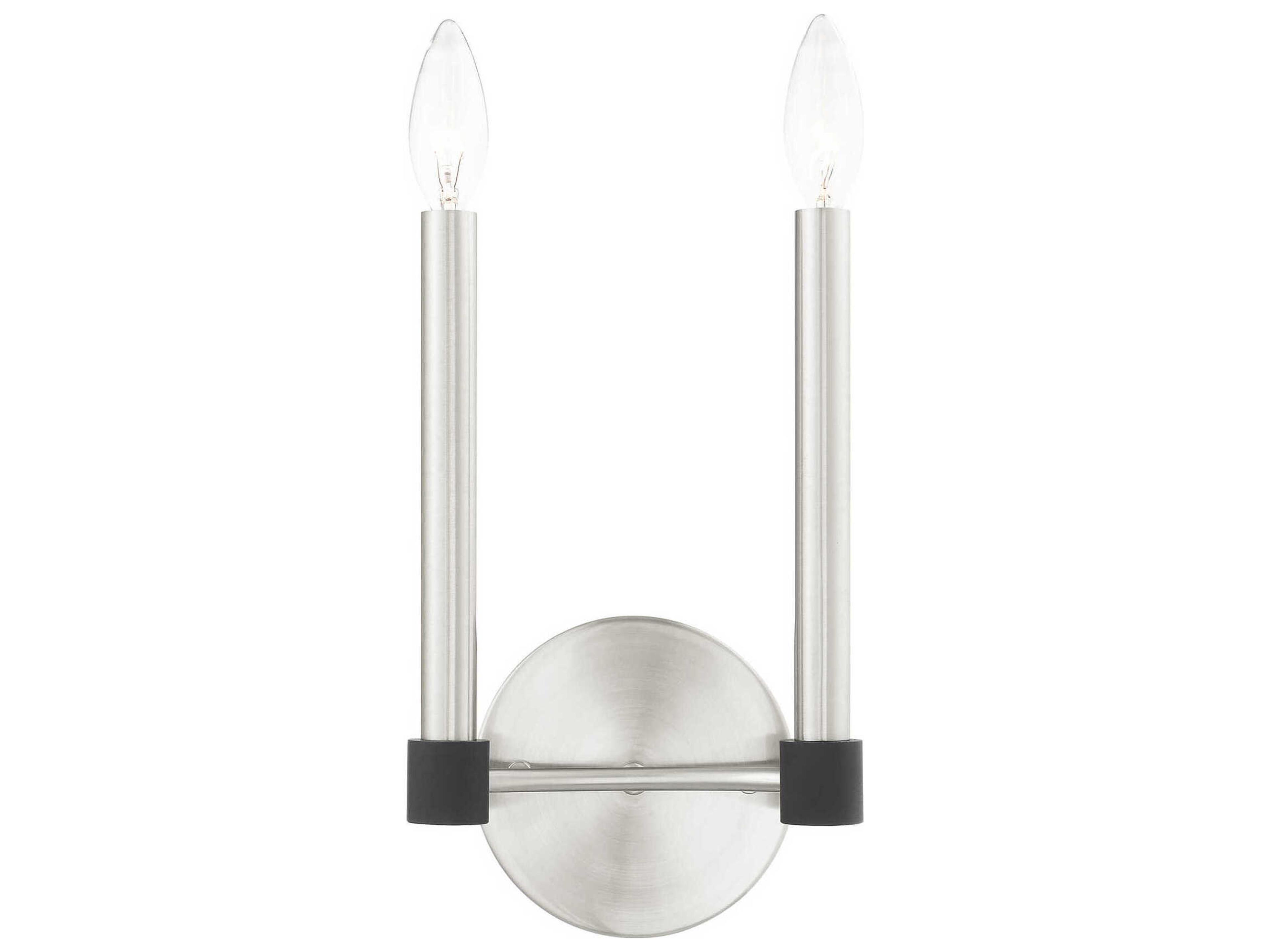 Livex Lighting Karlstad 2-Light Brushed Nickel Satin Brass Wall Sconce