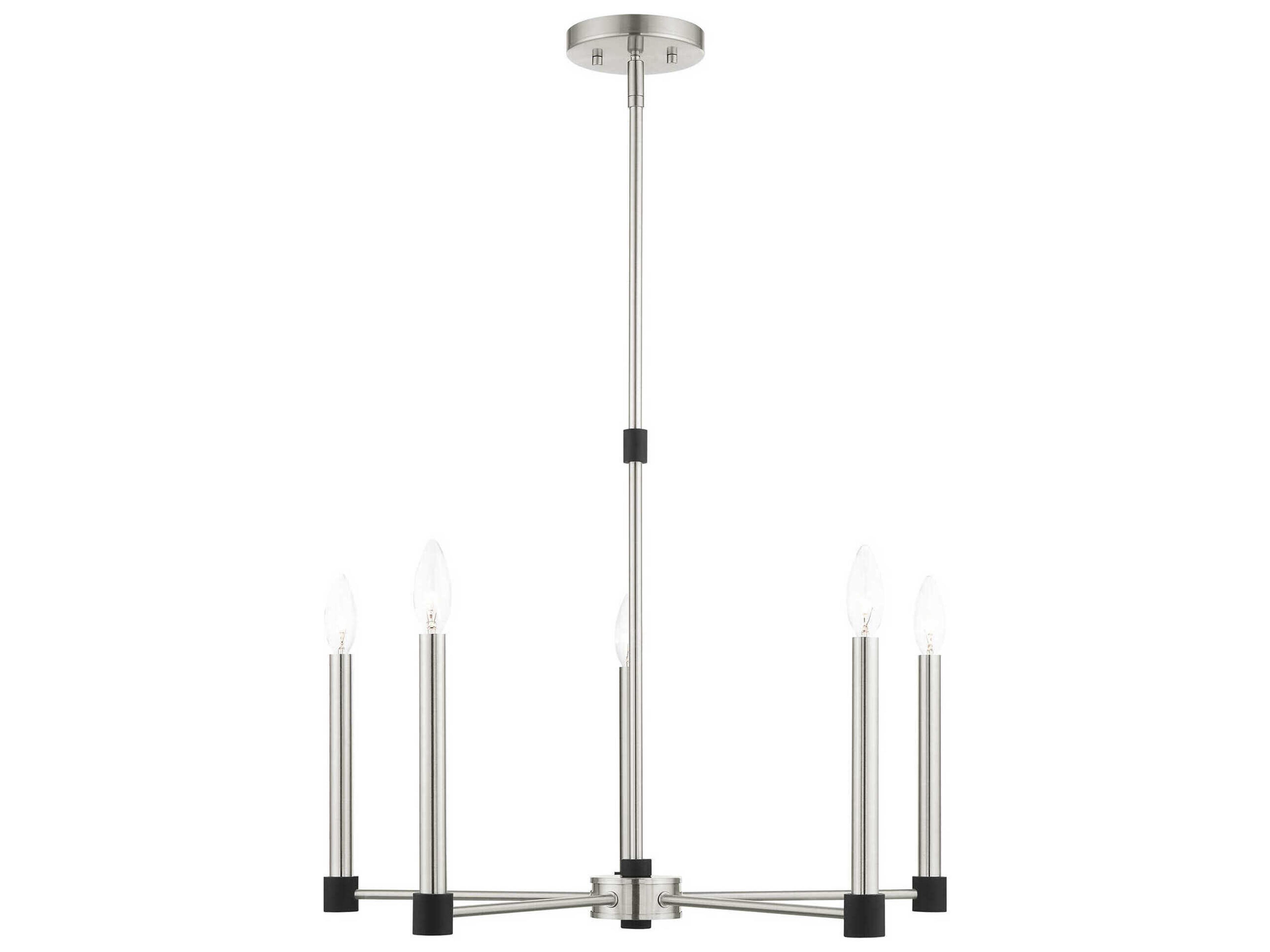 Livex Lighting Karlstad 5-Light Brushed Nickel Satin Brass Candelabra Chandelier