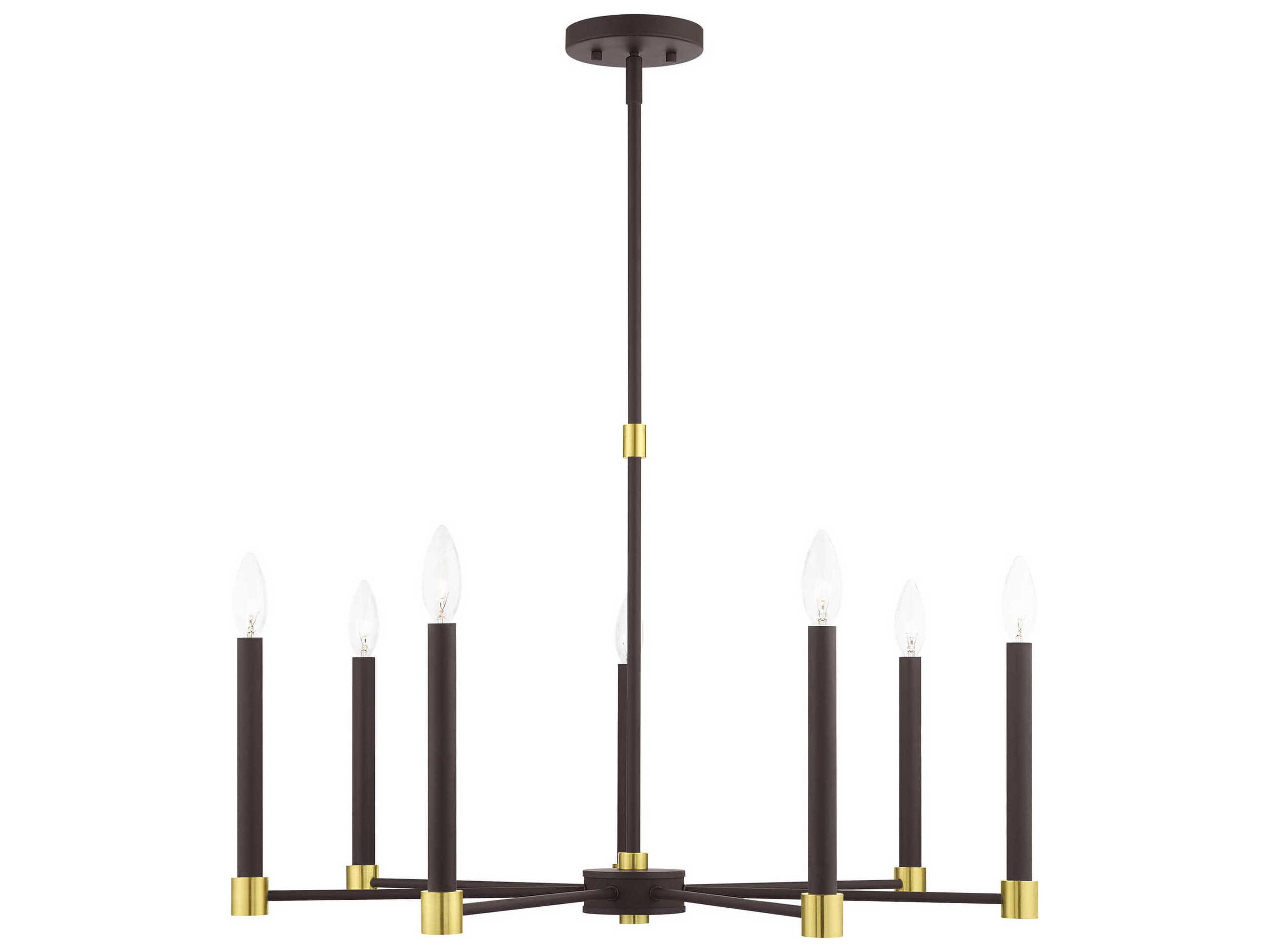 Livex Lighting Karlstad 7-Light Bronze Satin Brass Candelabra Chandelier