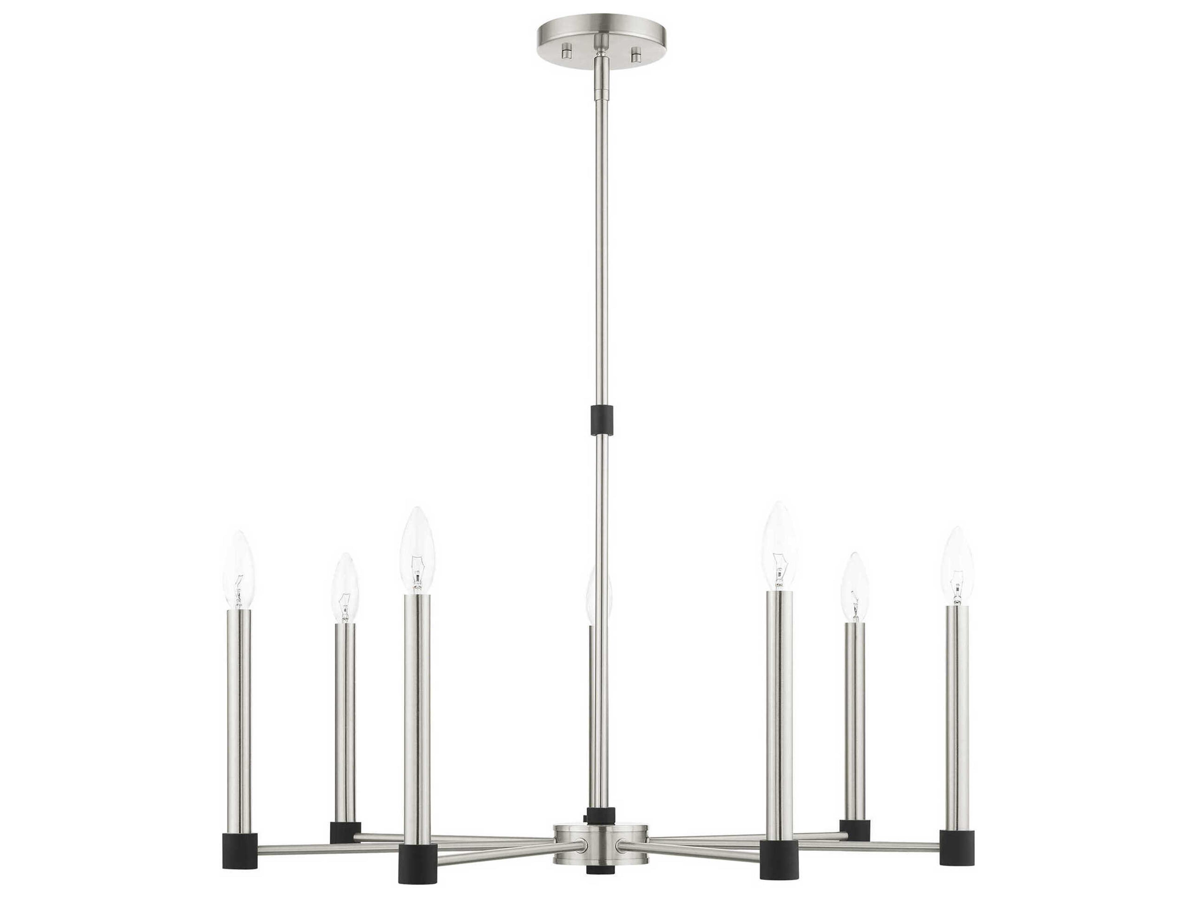 Livex Lighting Karlstad 7-Light Brushed Nickel Satin Brass Candelabra Chandelier