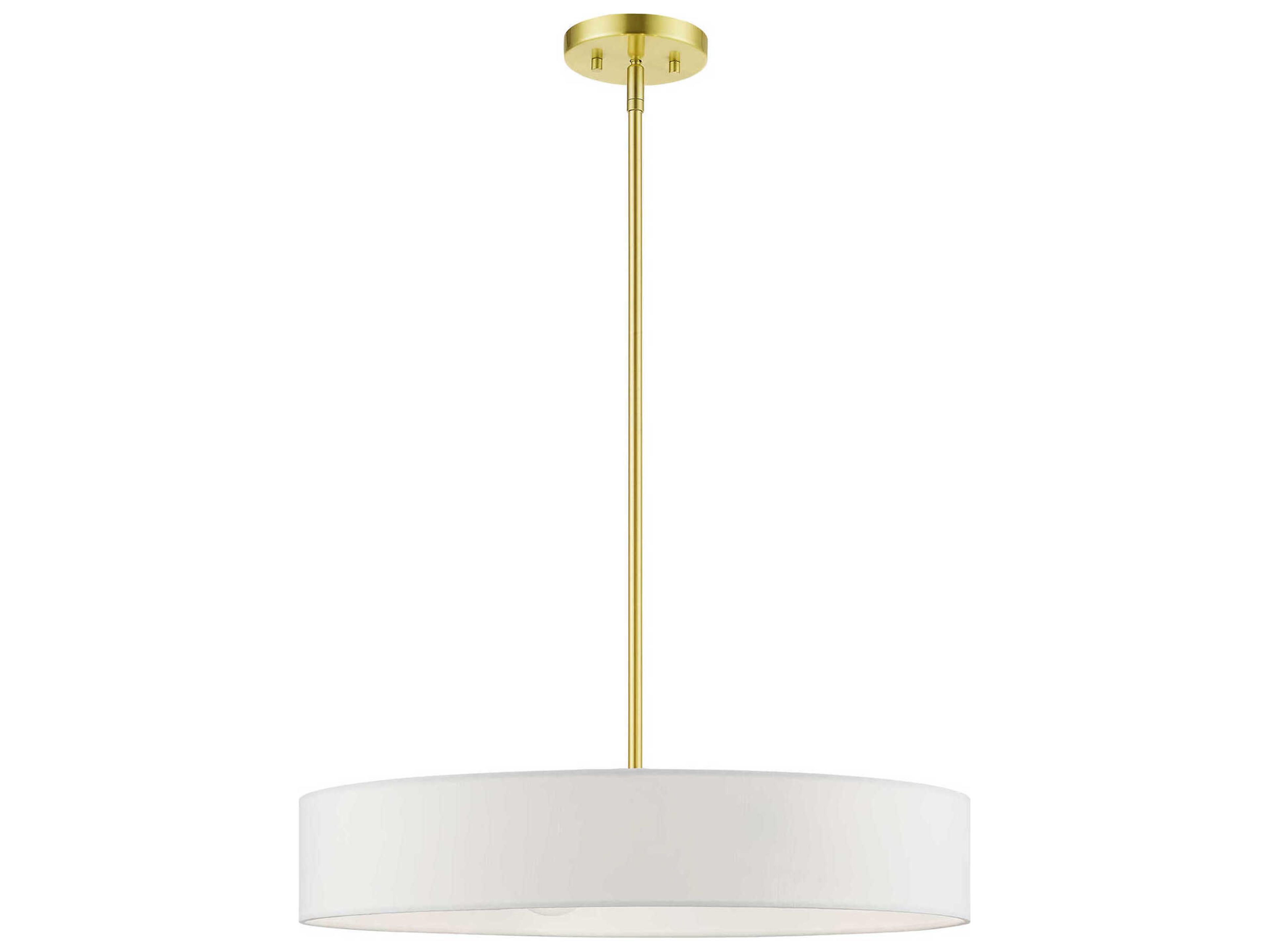 Livex Lighting Venlo 4-Light Satin Brass Shiny White Drum Pendant