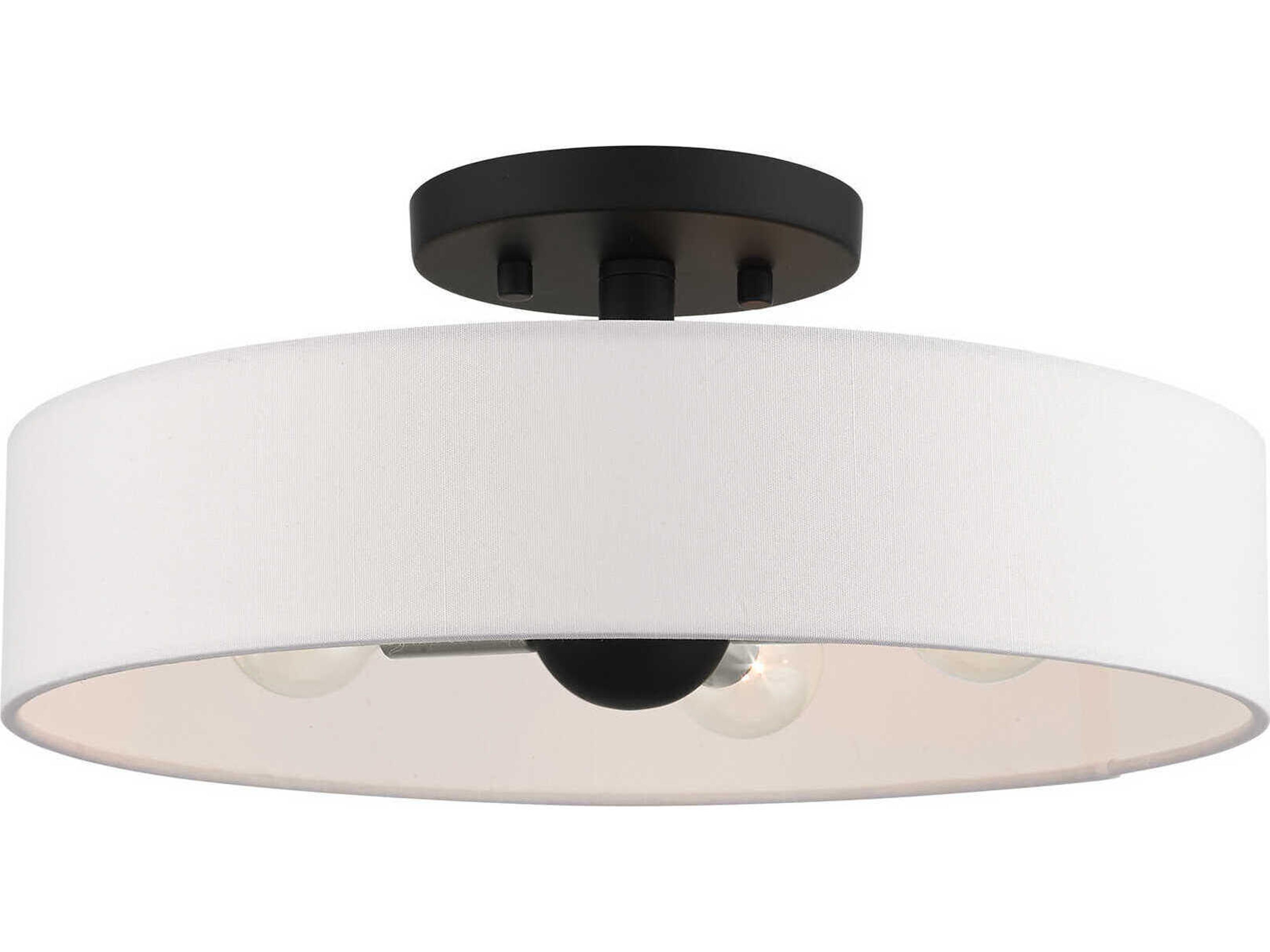 Livex Lighting Venlo 4-Light Black Brushed Nickel Drum Geometric Semi Flush Mount